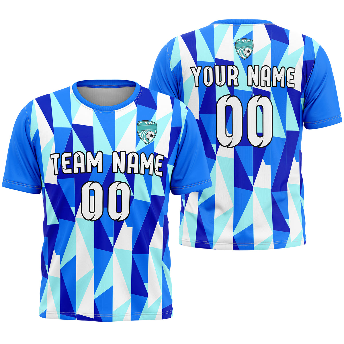 Soccer Jersey - Round Neck - Full Pattern - Design 3 - Blue