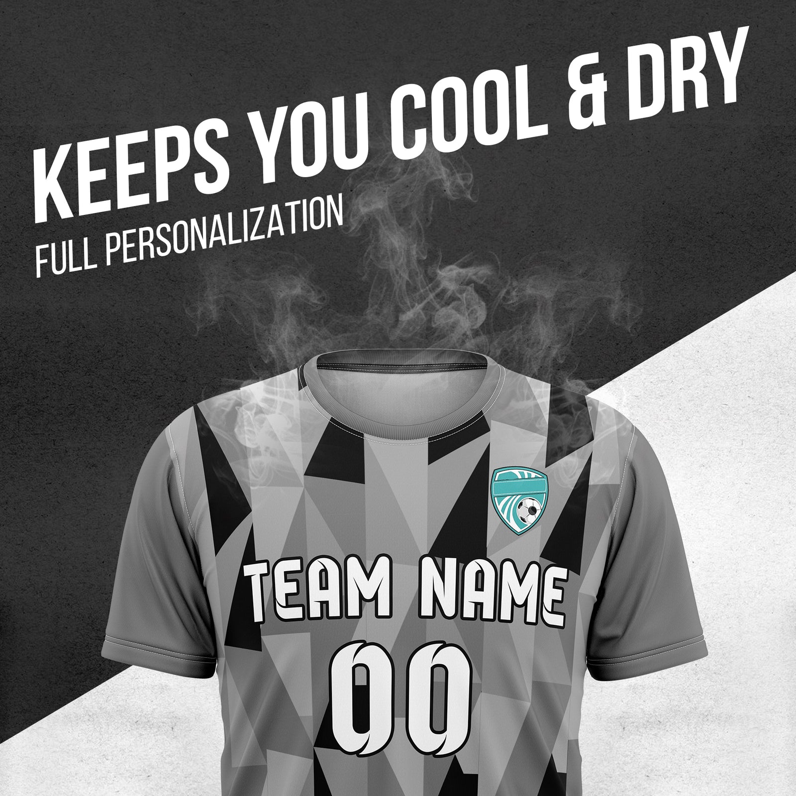 Soccer Jersey - Round Neck - Full Pattern - Design 3 - Dark Grey