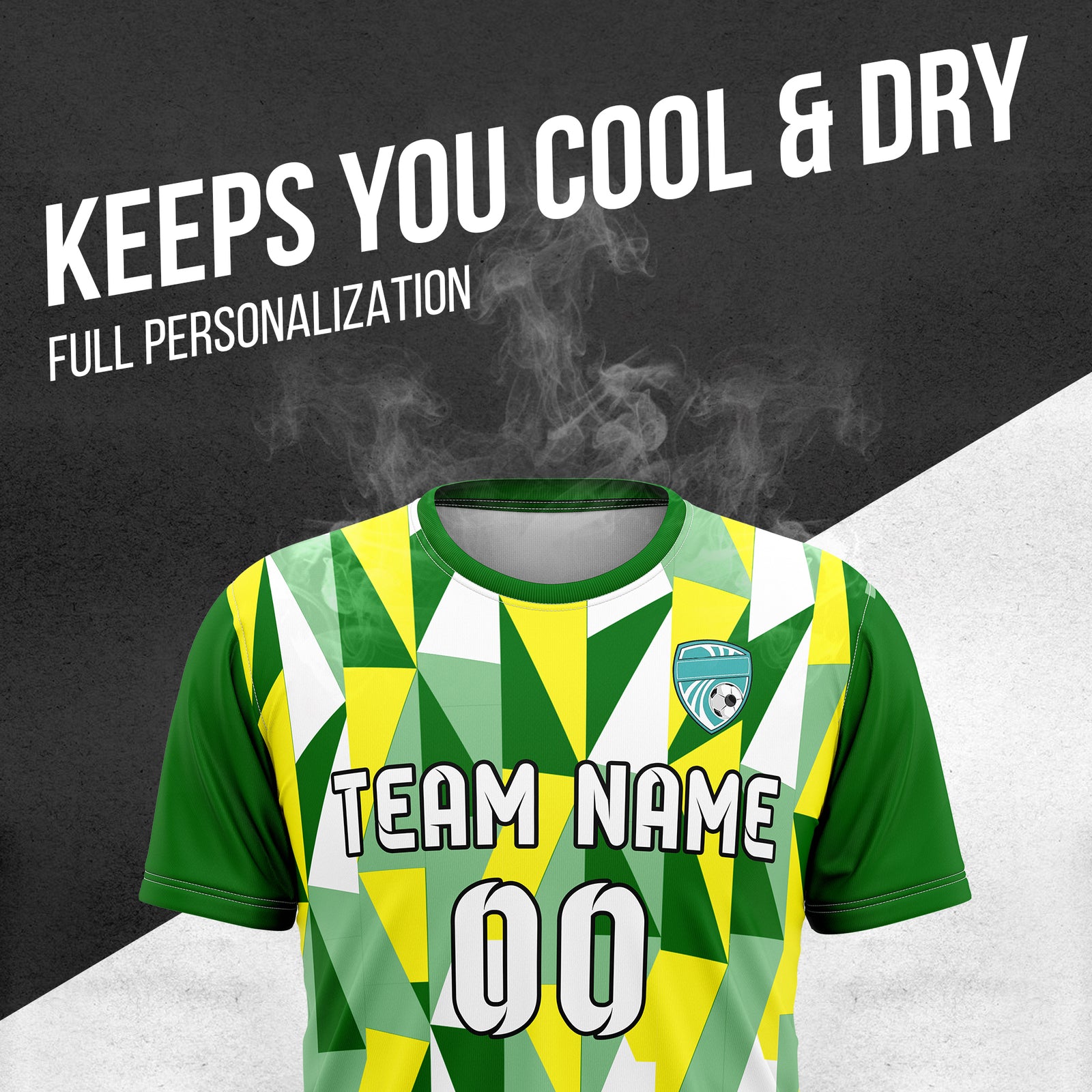 Soccer Jersey - Round Neck - Full Pattern - Design 3 - Green