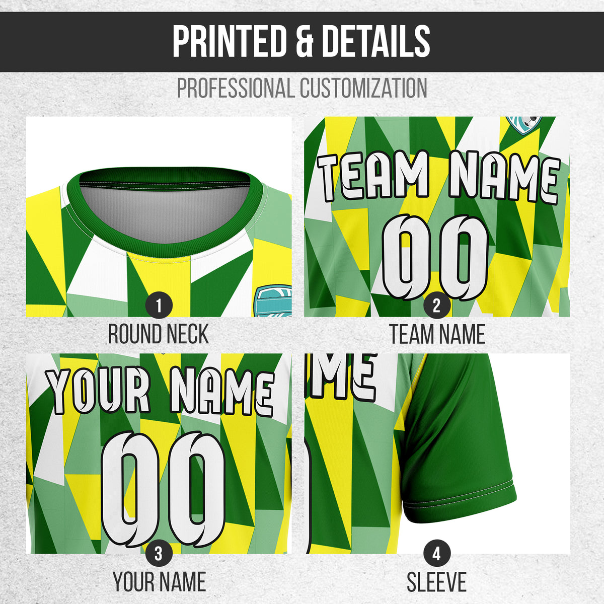 Soccer Jersey - Round Neck - Full Pattern - Design 3 - Green