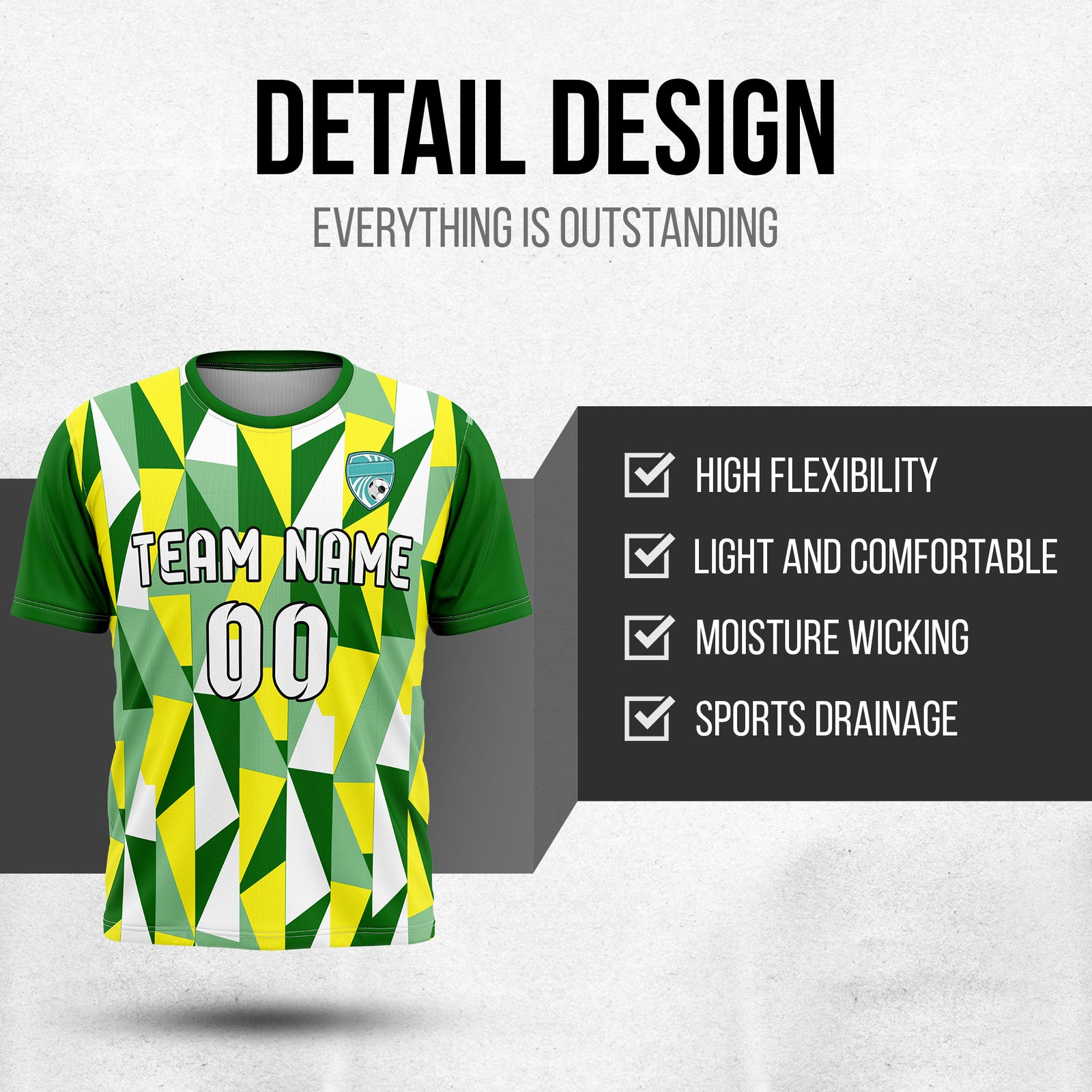 Soccer Jersey - Round Neck - Full Pattern - Design 3 - Green
