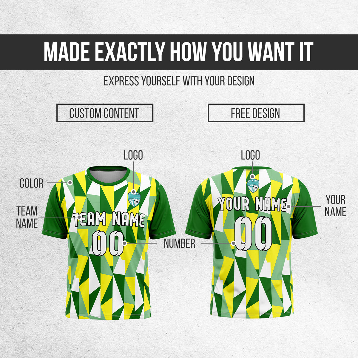 Soccer Jersey - Round Neck - Full Pattern - Design 3 - Green