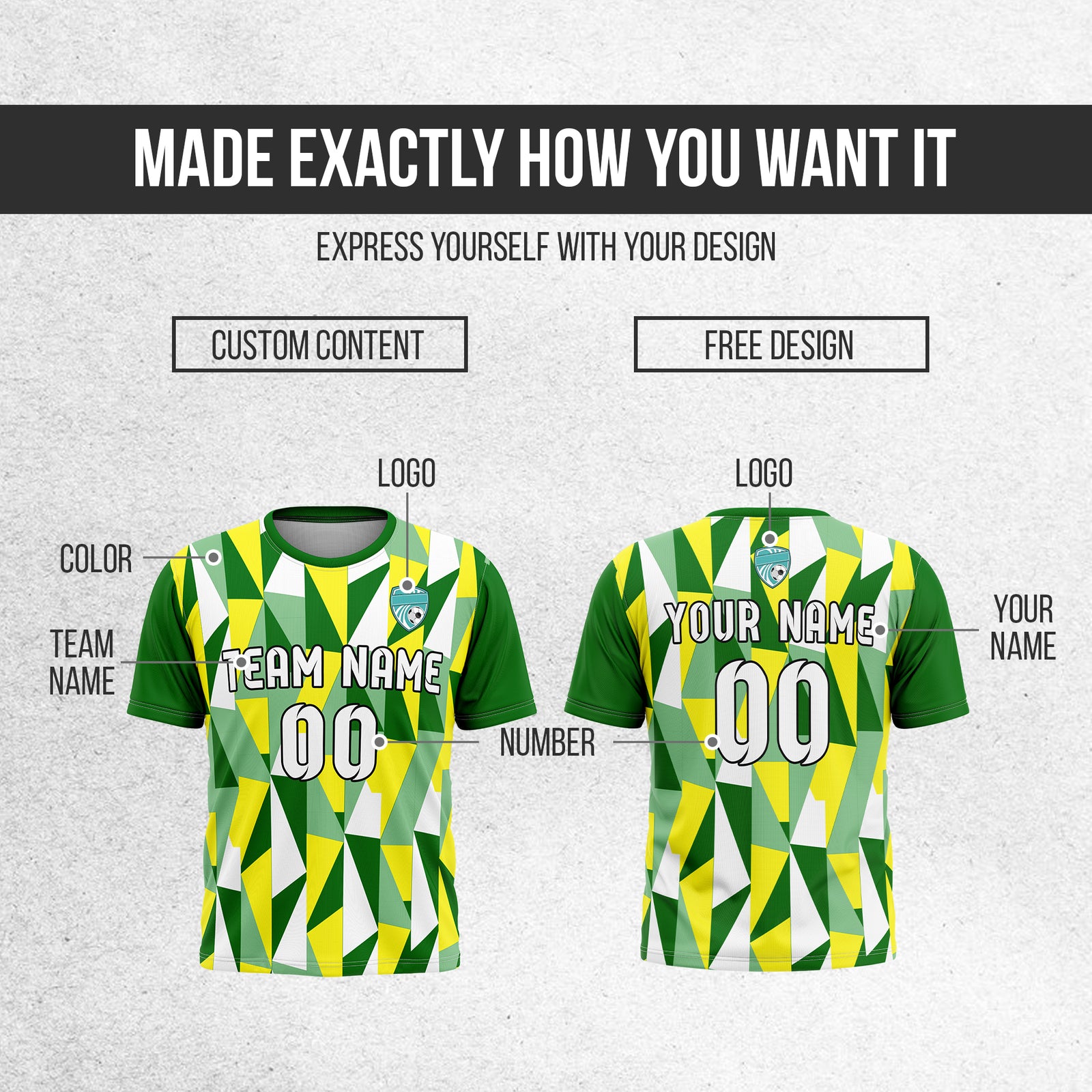 Soccer Jersey - Round Neck - Full Pattern - Design 3 - Green