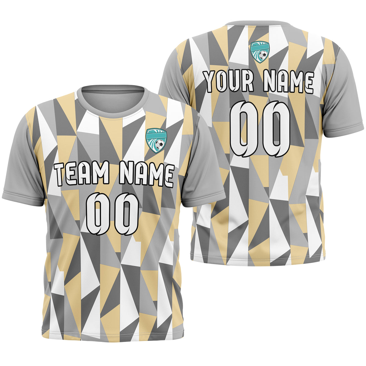 Soccer Jersey - Round Neck - Full Pattern - Design 3 - Grey