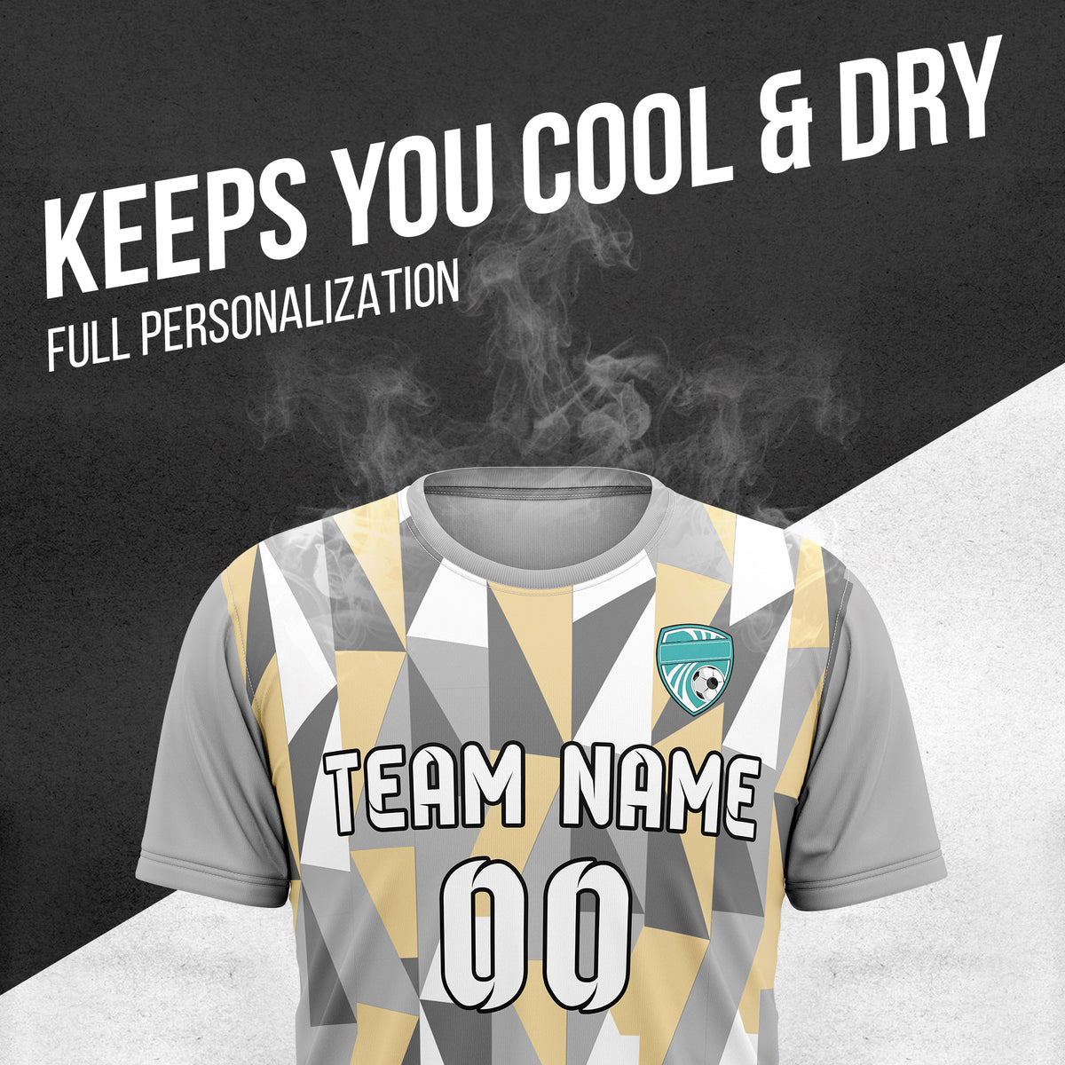 Soccer Jersey - Round Neck - Full Pattern - Design 3 - Grey