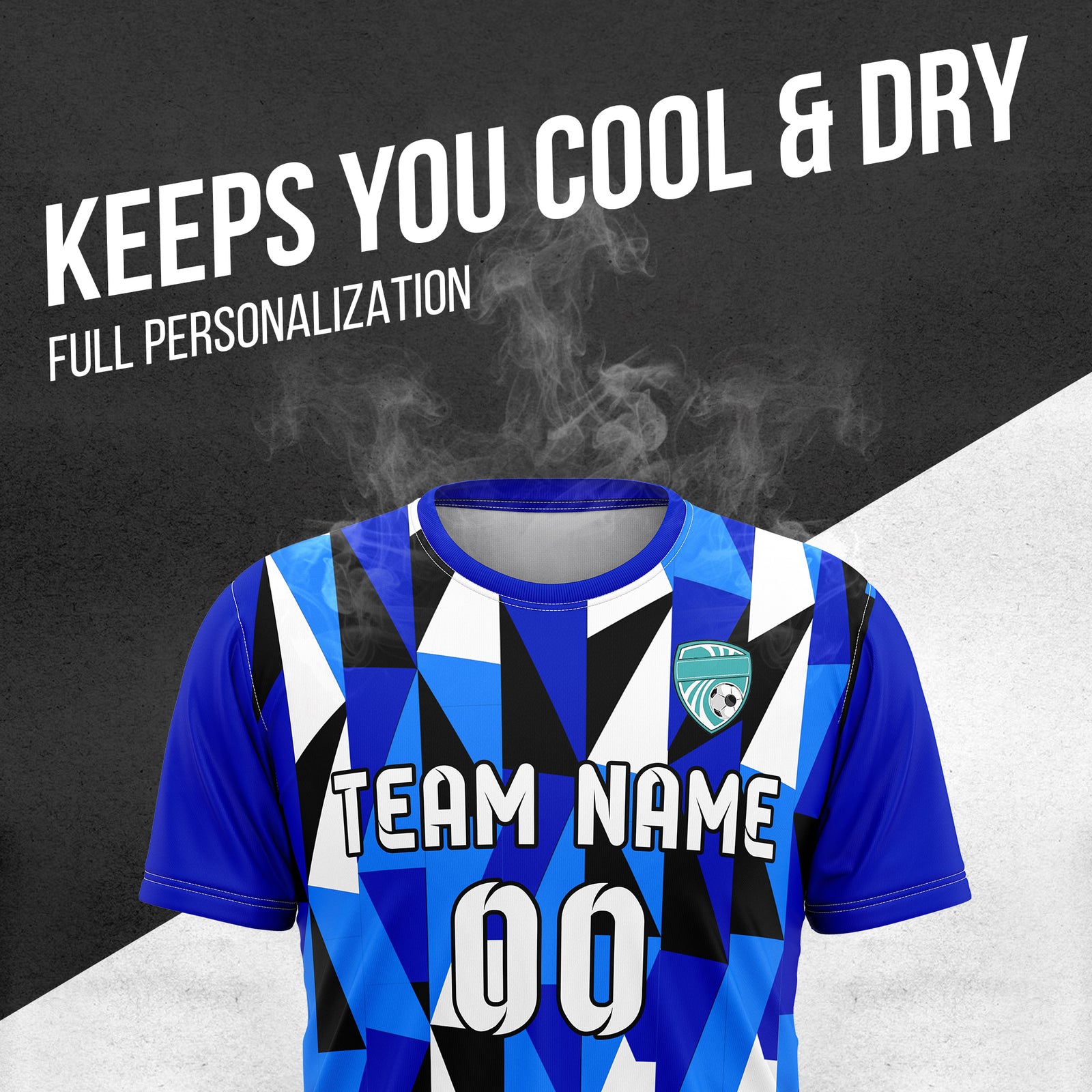 Soccer Jersey - Round Neck - Full Pattern - Design 3 - Navy