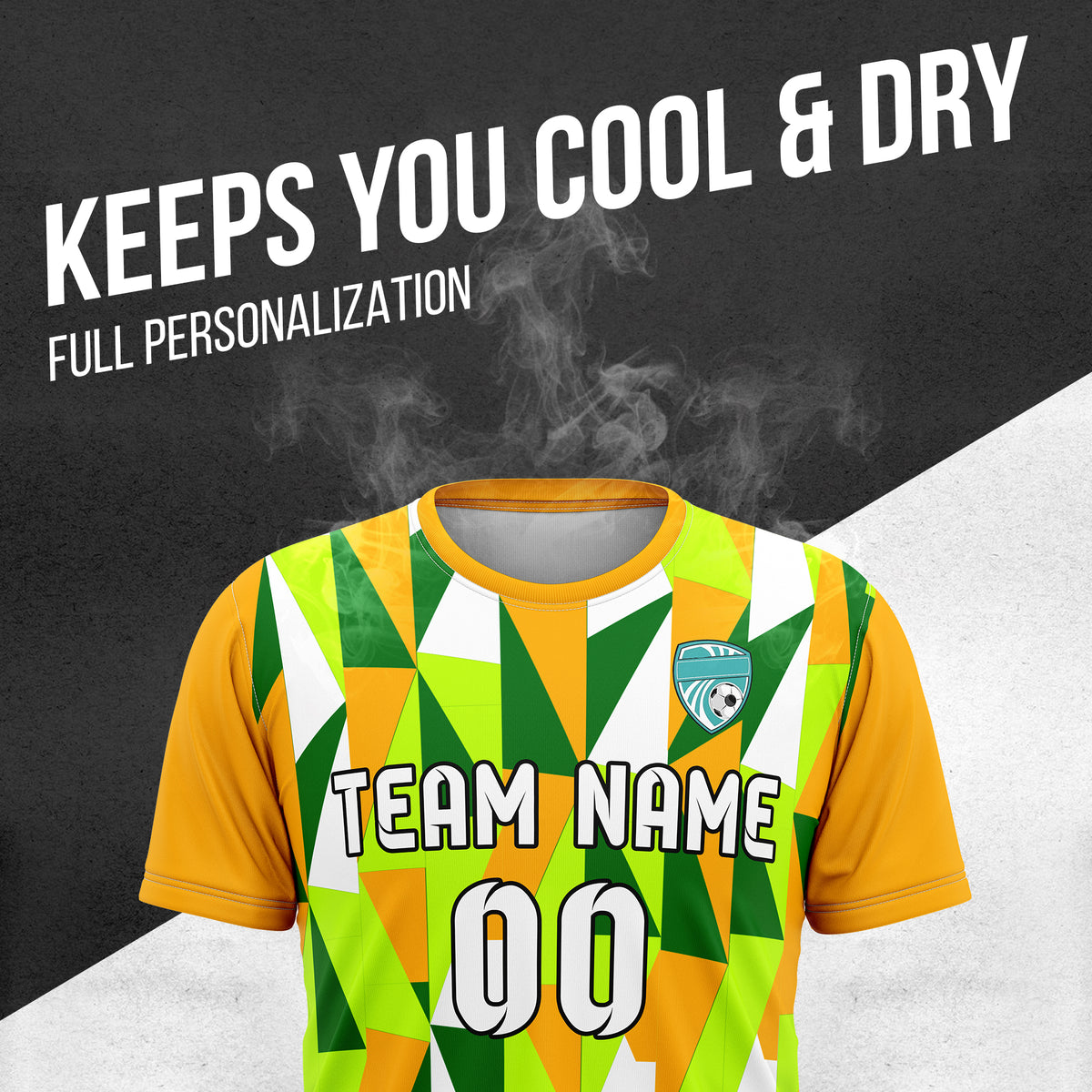 Soccer Jersey - Round Neck - Full Pattern - Design 3 - Orange