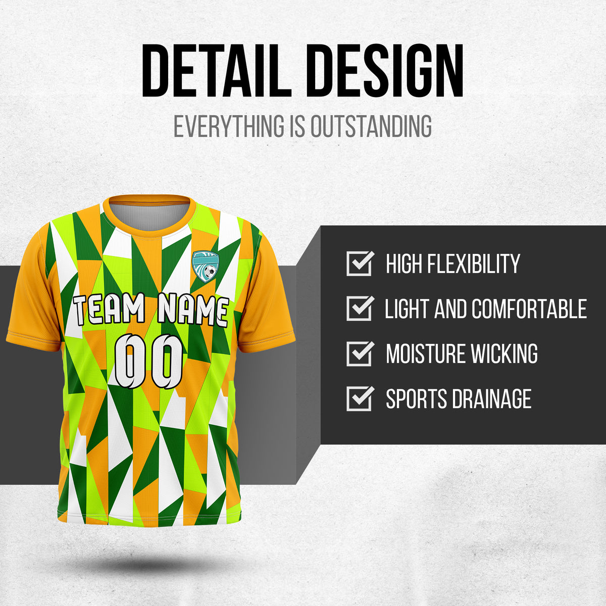 Soccer Jersey - Round Neck - Full Pattern - Design 3 - Orange