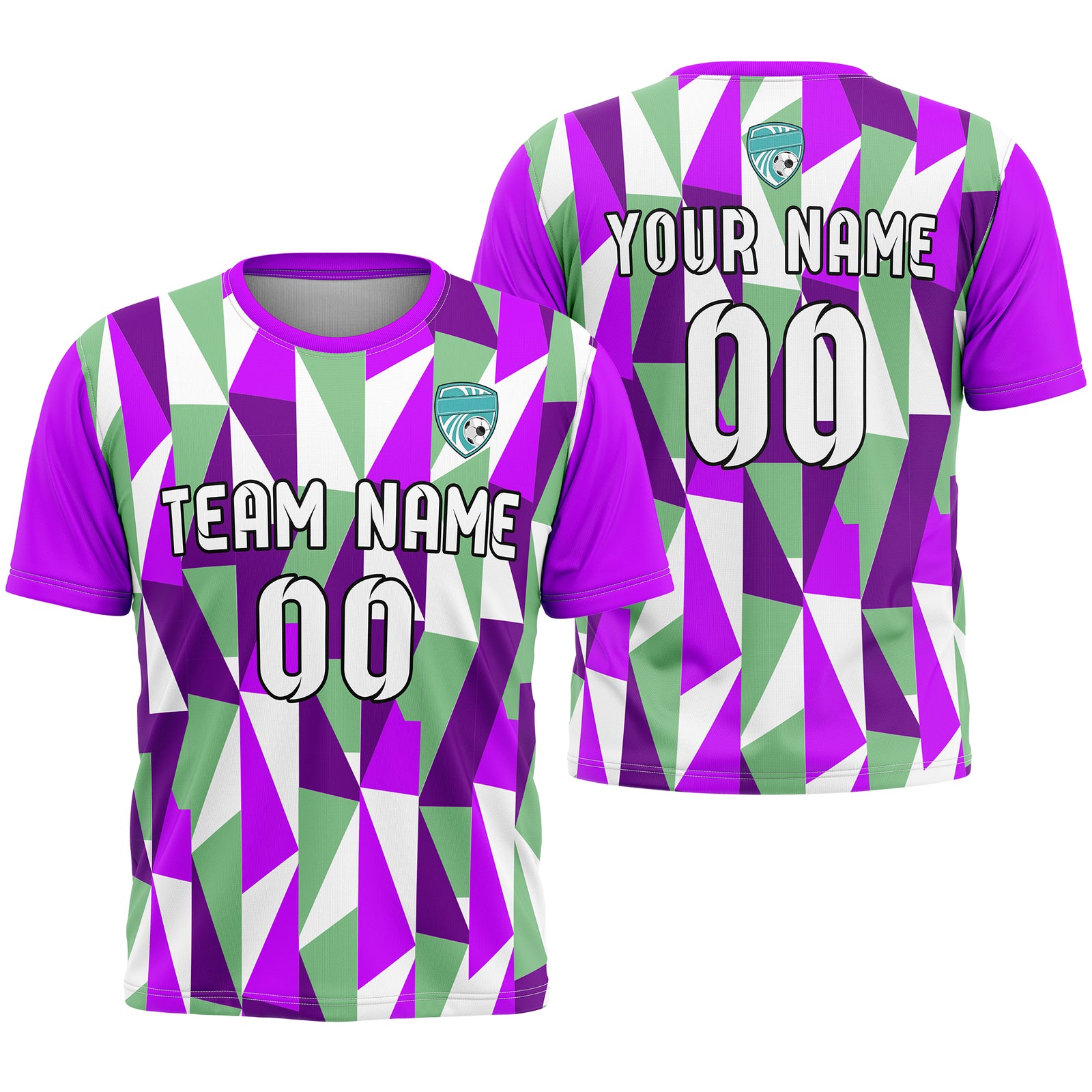 Soccer Jersey - Round Neck - Full Pattern - Design 3 - Purple