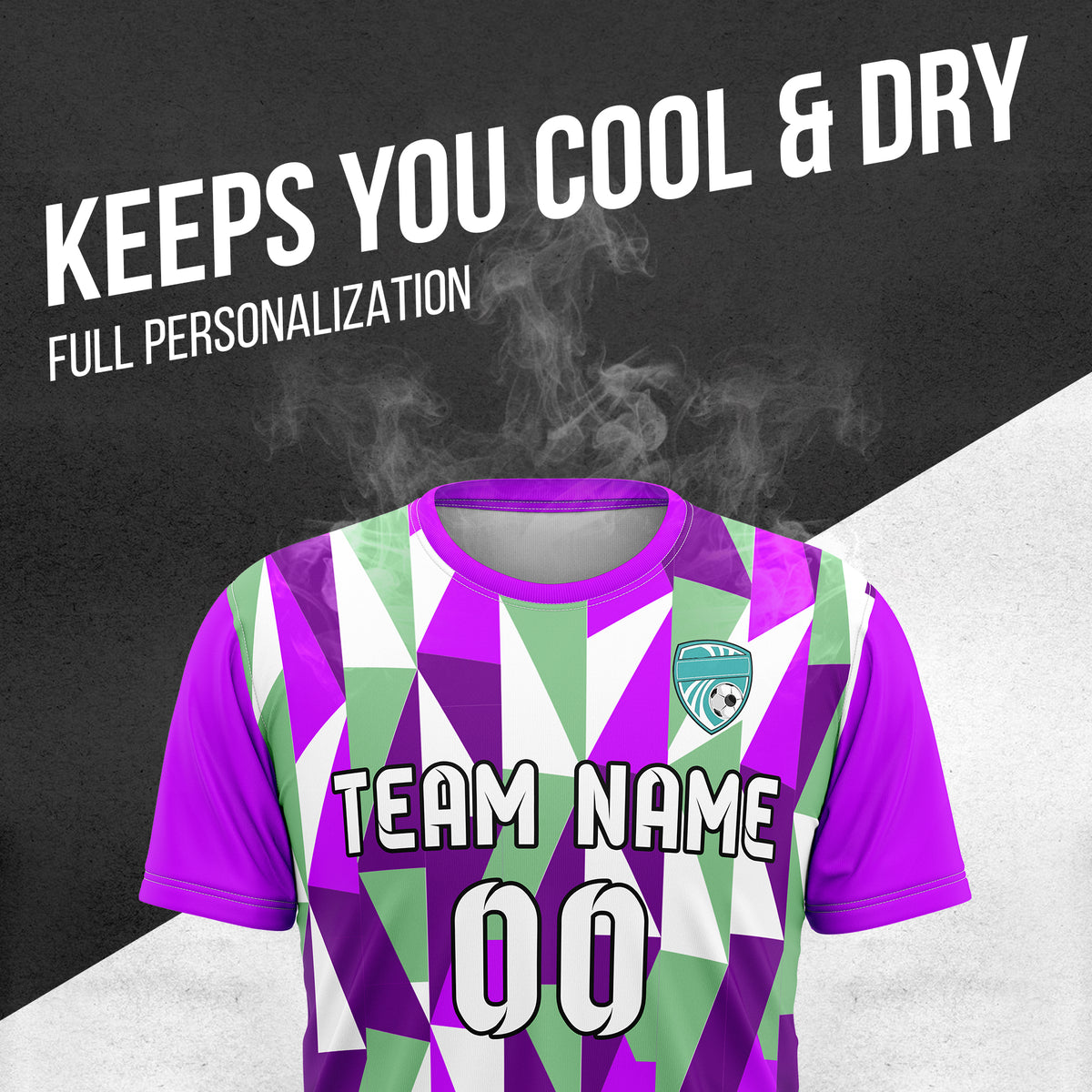 Soccer Jersey - Round Neck - Full Pattern - Design 3 - Purple