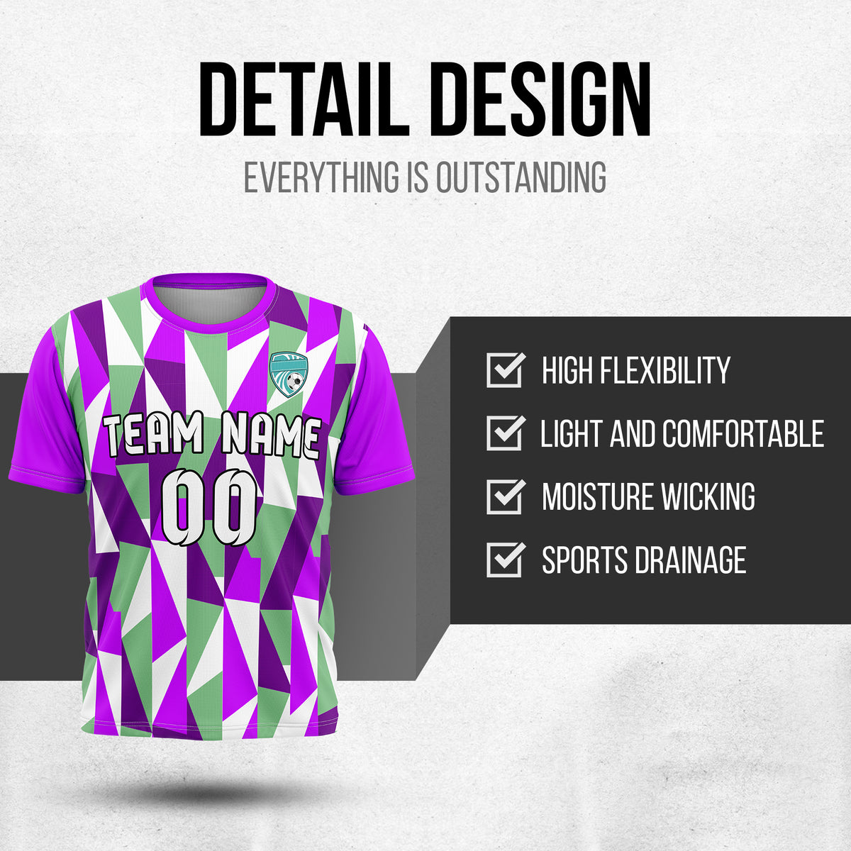 Soccer Jersey - Round Neck - Full Pattern - Design 3 - Purple