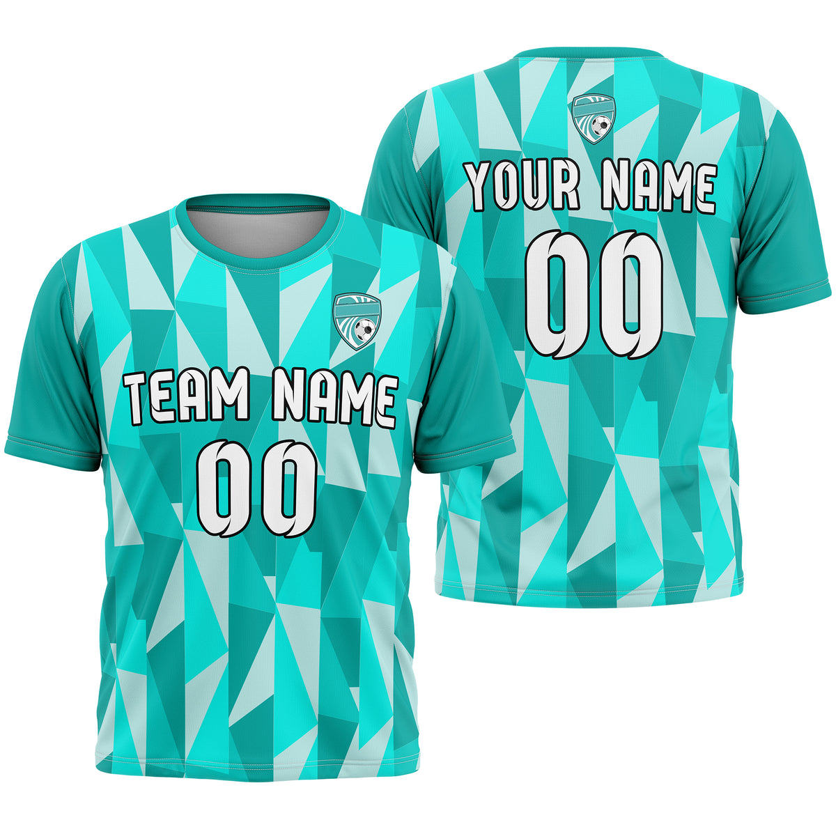 Soccer Jersey - Round Neck - Full Pattern - Design 3 - Teal