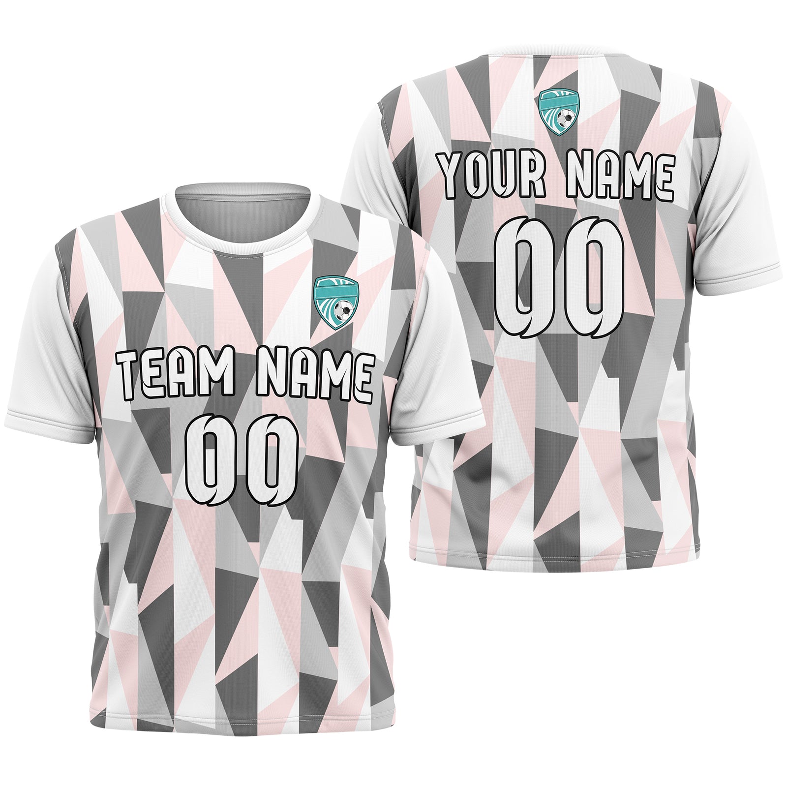 Soccer Jersey - Round Neck - Full Pattern - Design 3 - White