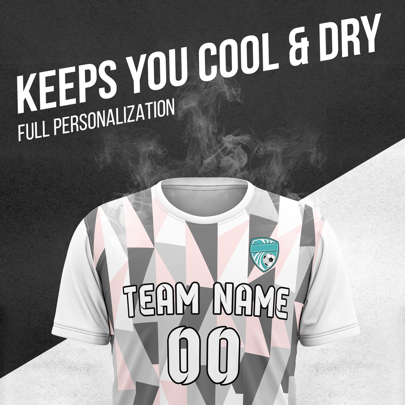 Soccer Jersey - Round Neck - Full Pattern - Design 3 - White