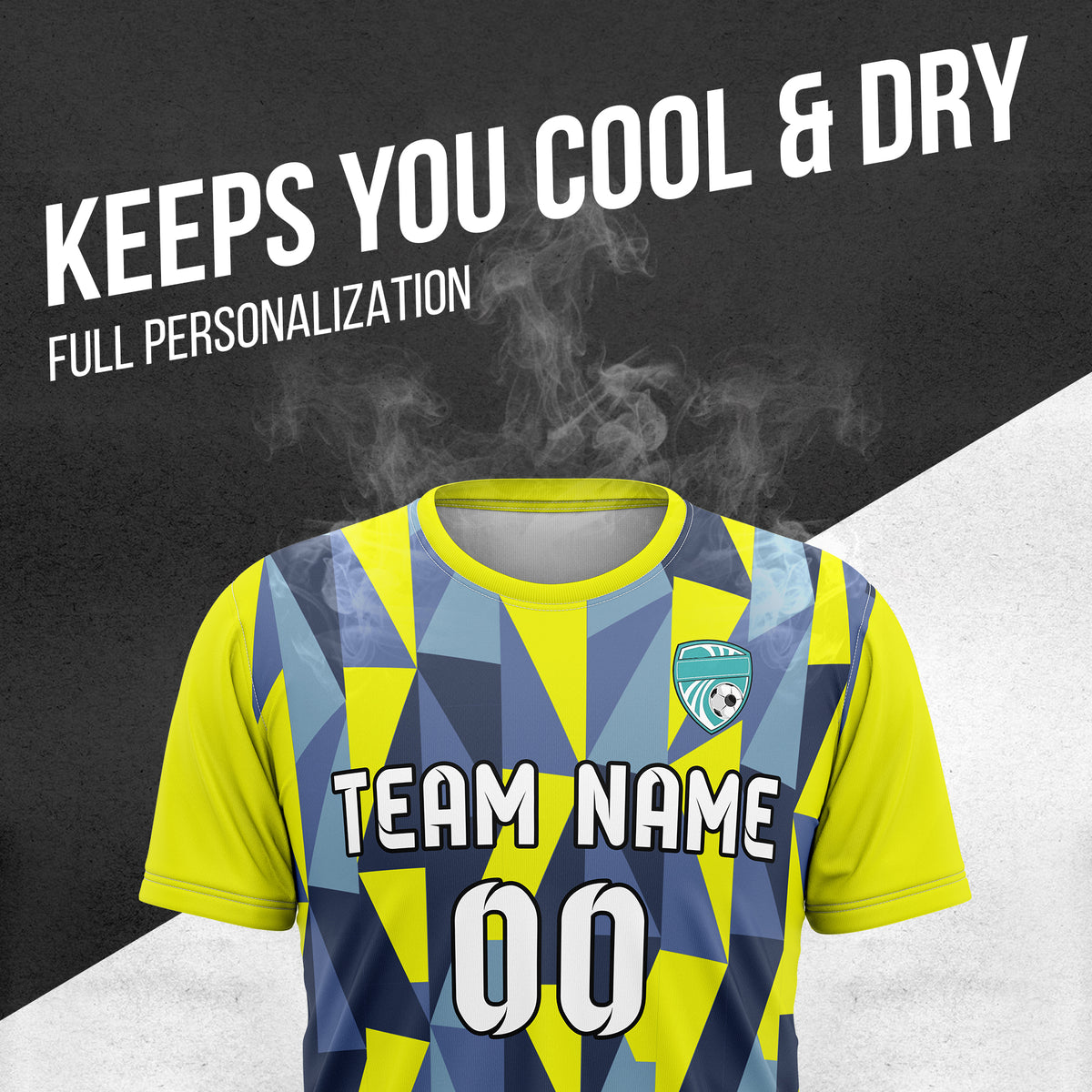 Soccer Jersey - Round Neck - Full Pattern - Design 3 - Yellow