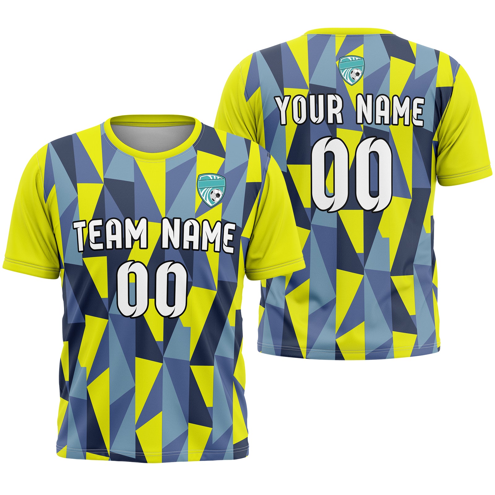 Soccer Jersey - Round Neck - Full Pattern - Design 3 - Yellow