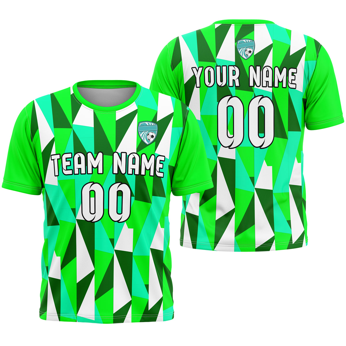 Soccer Jersey - Round Neck - Full Pattern - Design 3 - neon Green