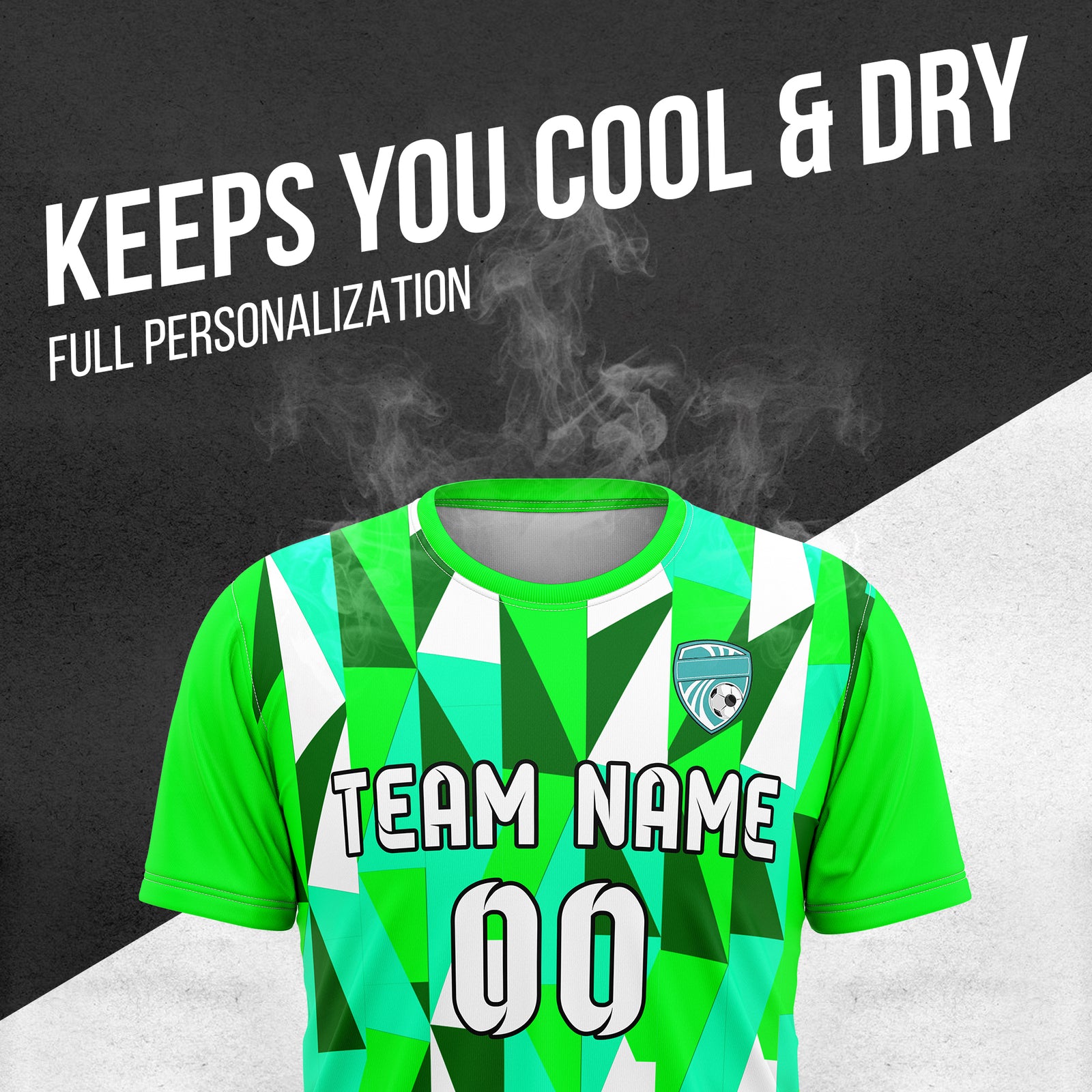 Soccer Jersey - Round Neck - Full Pattern - Design 3 - neon Green