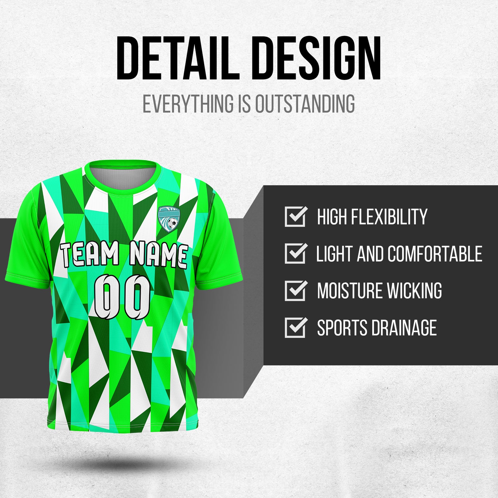 Soccer Jersey - Round Neck - Full Pattern - Design 3 - neon Green