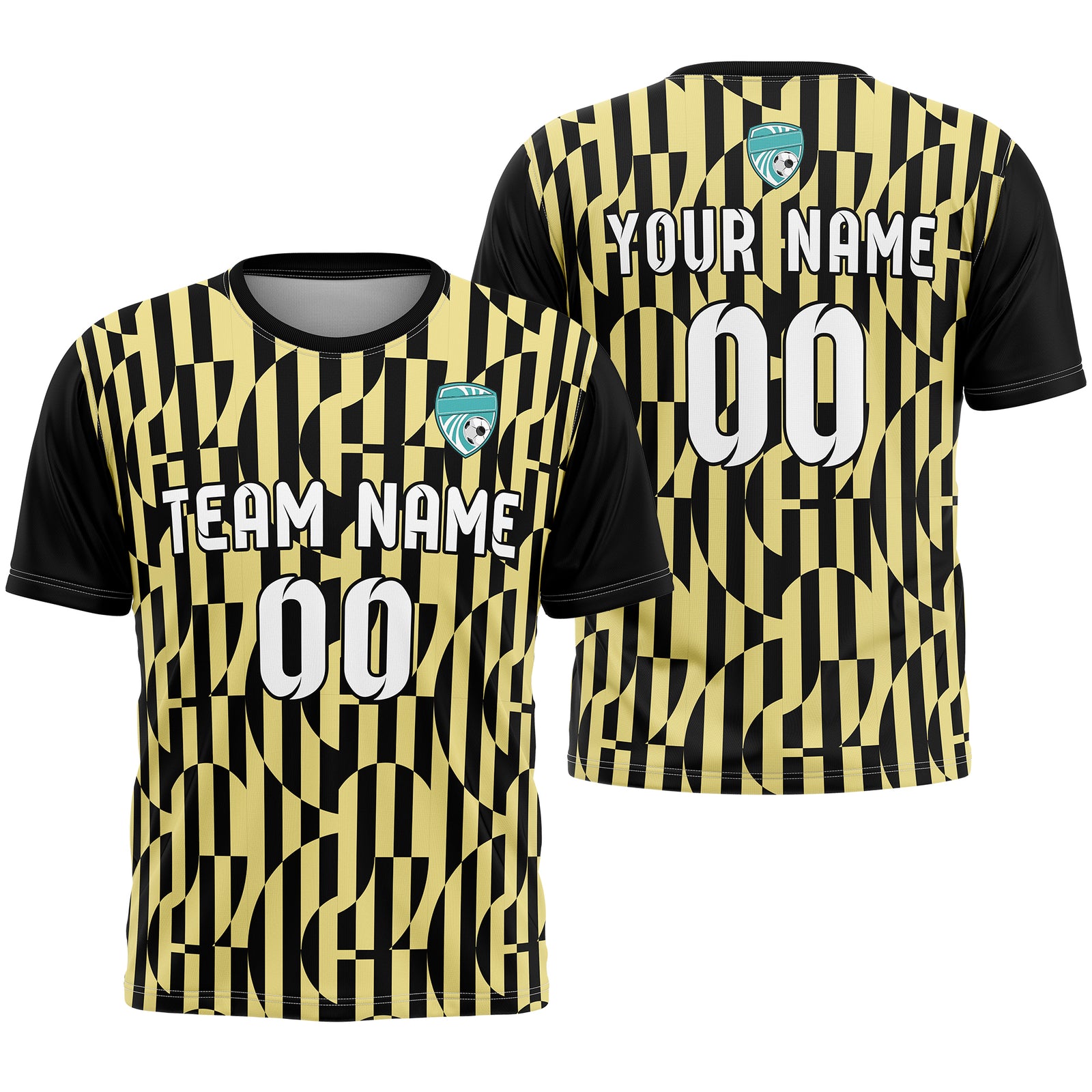 Soccer Jersey - Round Neck - Full Pattern - Design 4 - Black