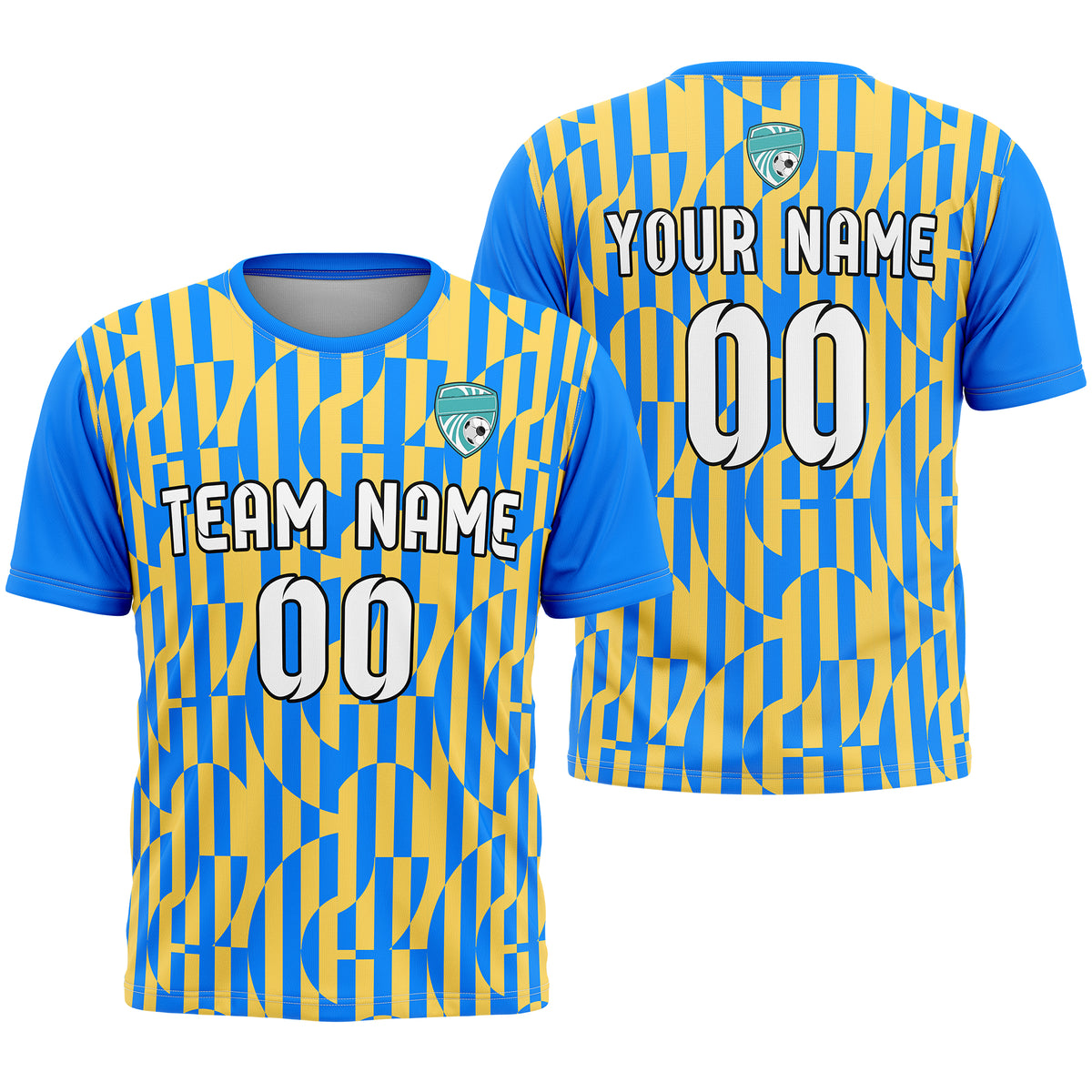 Soccer Jersey - Round Neck - Full Pattern - Design 4 - Blue