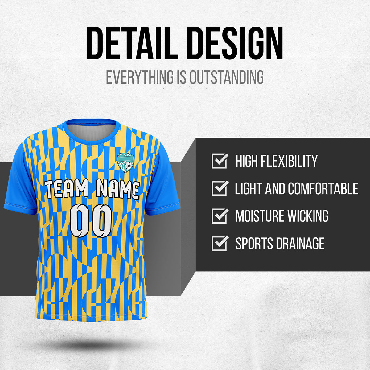 Soccer Jersey - Round Neck - Full Pattern - Design 4 - Blue