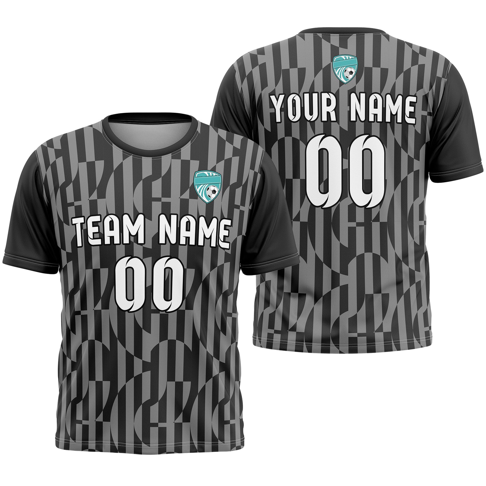 Soccer Jersey - Round Neck - Full Pattern - Design 4 - Dark Grey