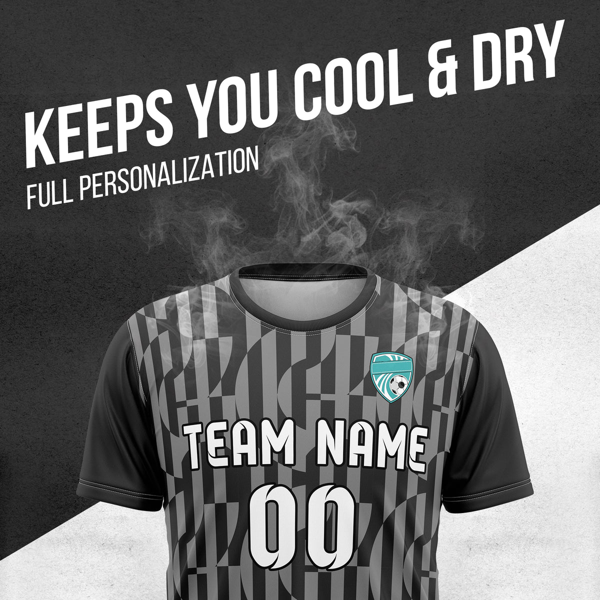 Soccer Jersey - Round Neck - Full Pattern - Design 4 - Dark Grey