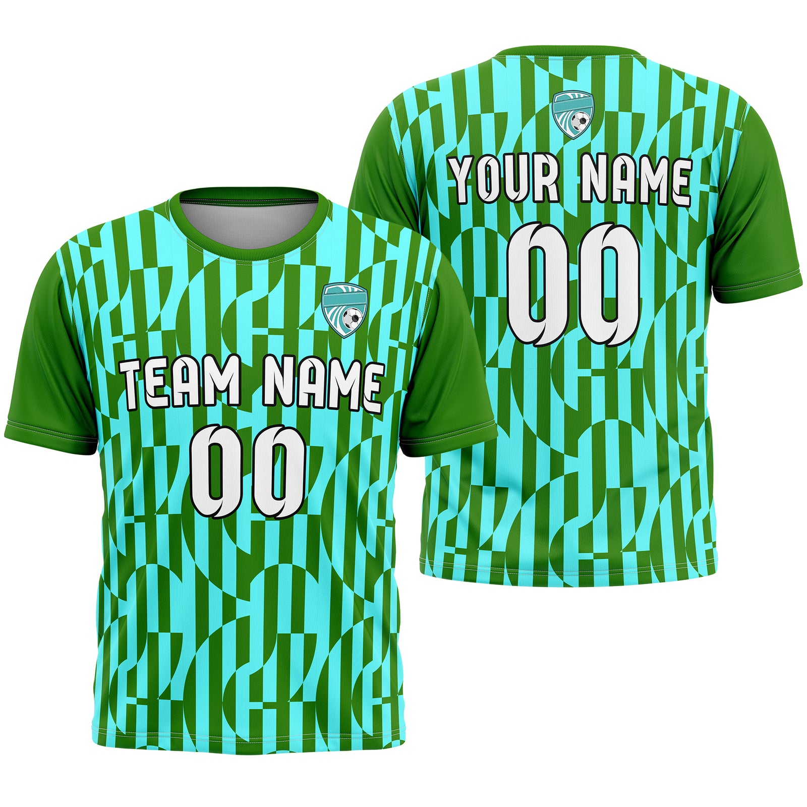 Soccer Jersey - Round Neck - Full Pattern - Design 4 - Green