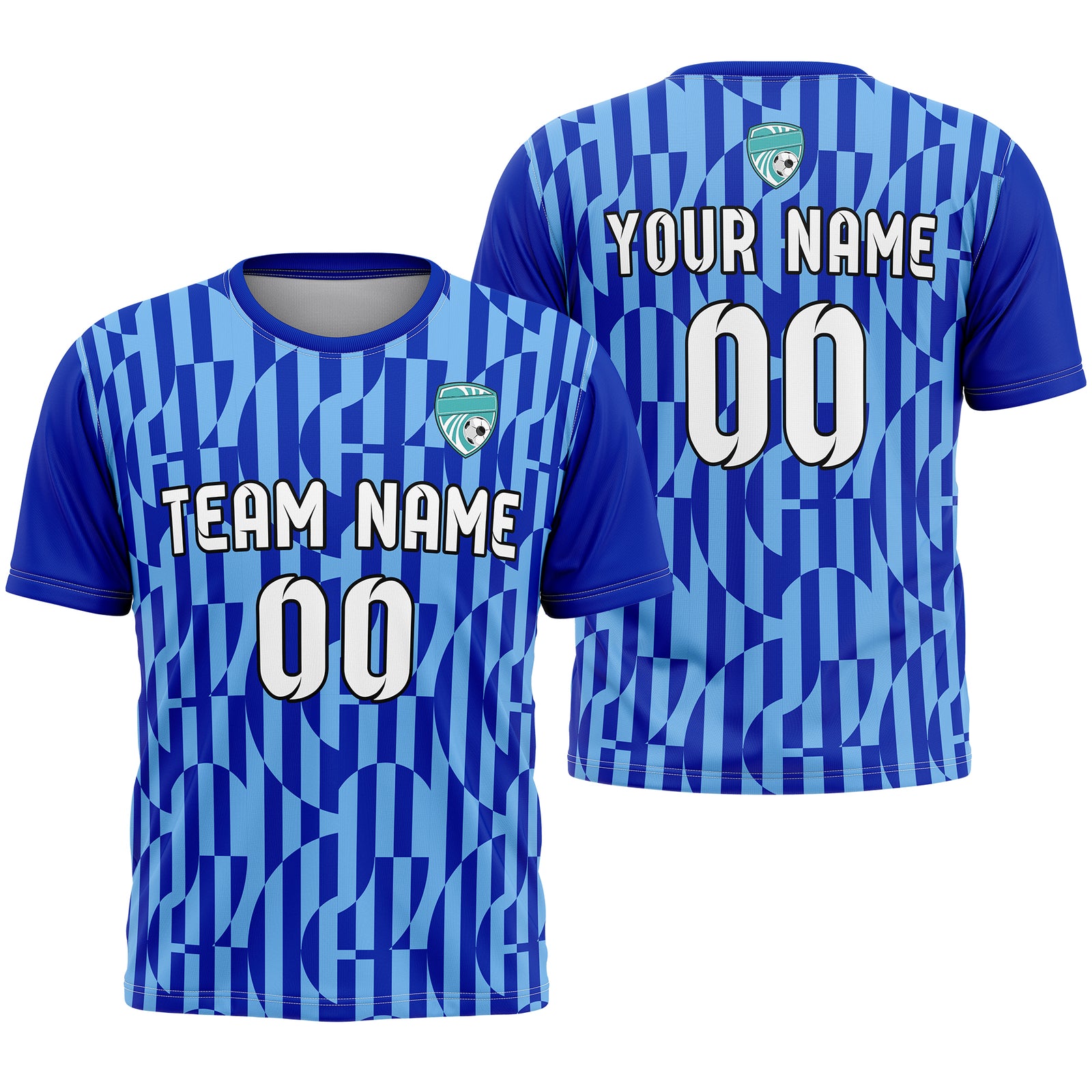 Soccer Jersey - Round Neck - Full Pattern - Design 4 - Navy