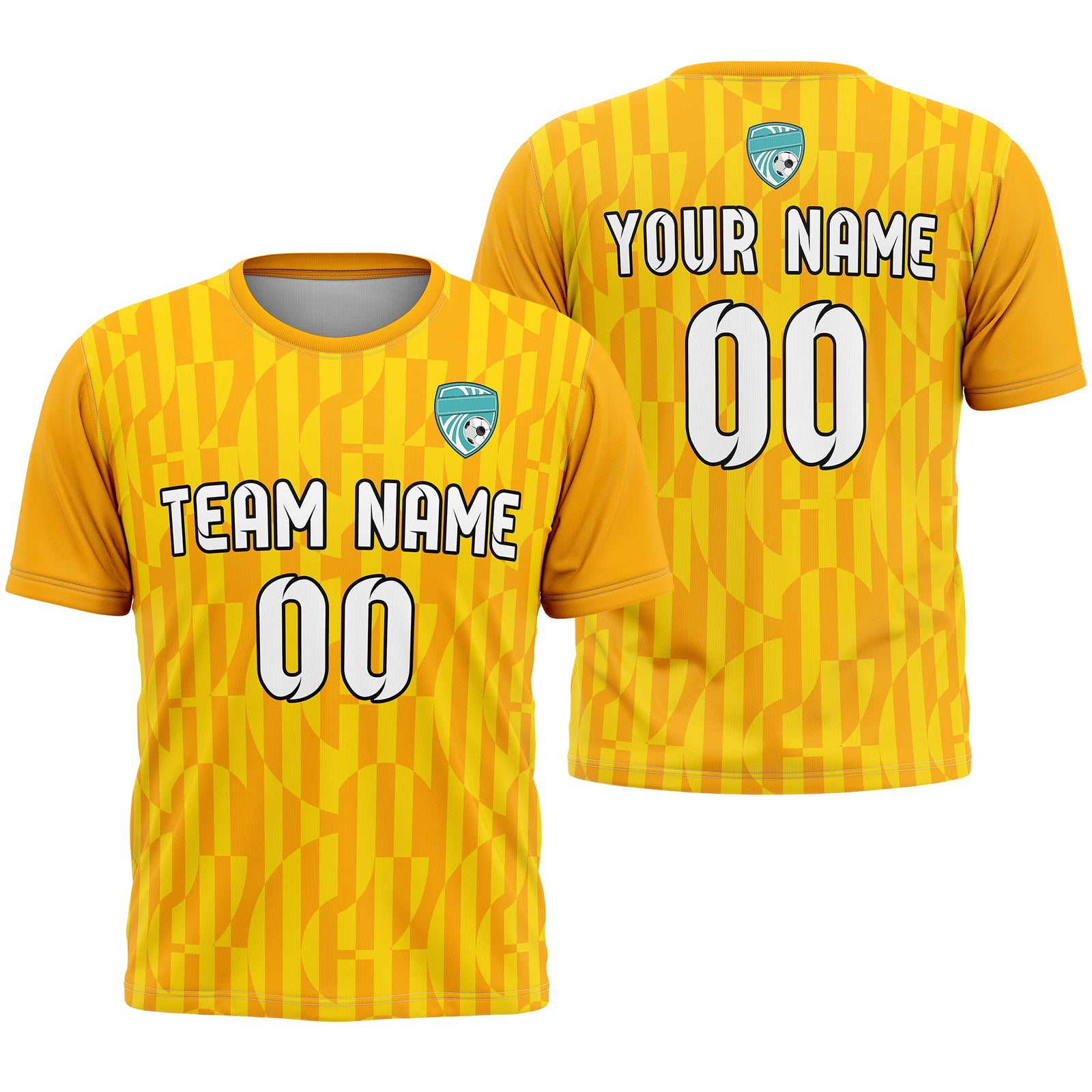 Soccer Jersey - Round Neck - Full Pattern - Design 4 - Orange