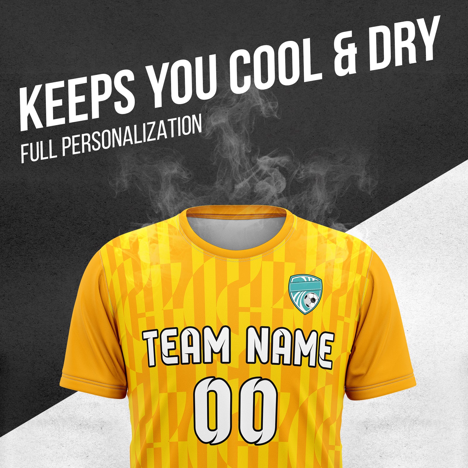 Soccer Jersey - Round Neck - Full Pattern - Design 4 - Orange