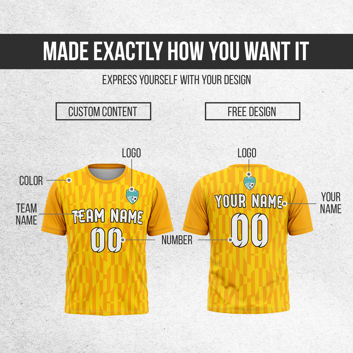 Soccer Jersey - Round Neck - Full Pattern - Design 4 - Orange