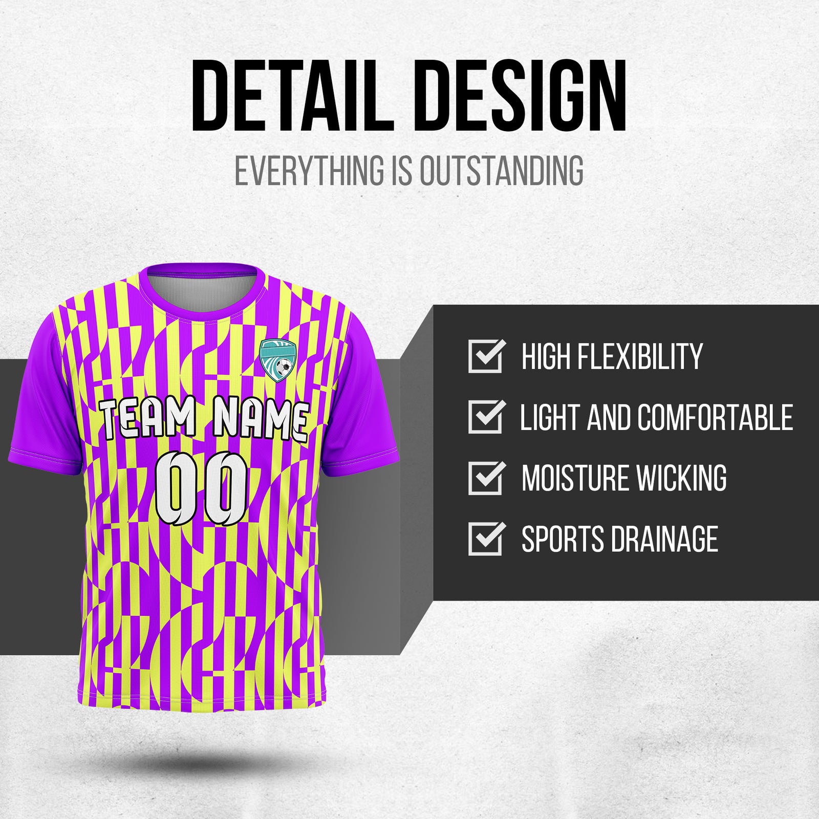 Soccer Jersey - Round Neck - Full Pattern - Design 4 - Purple