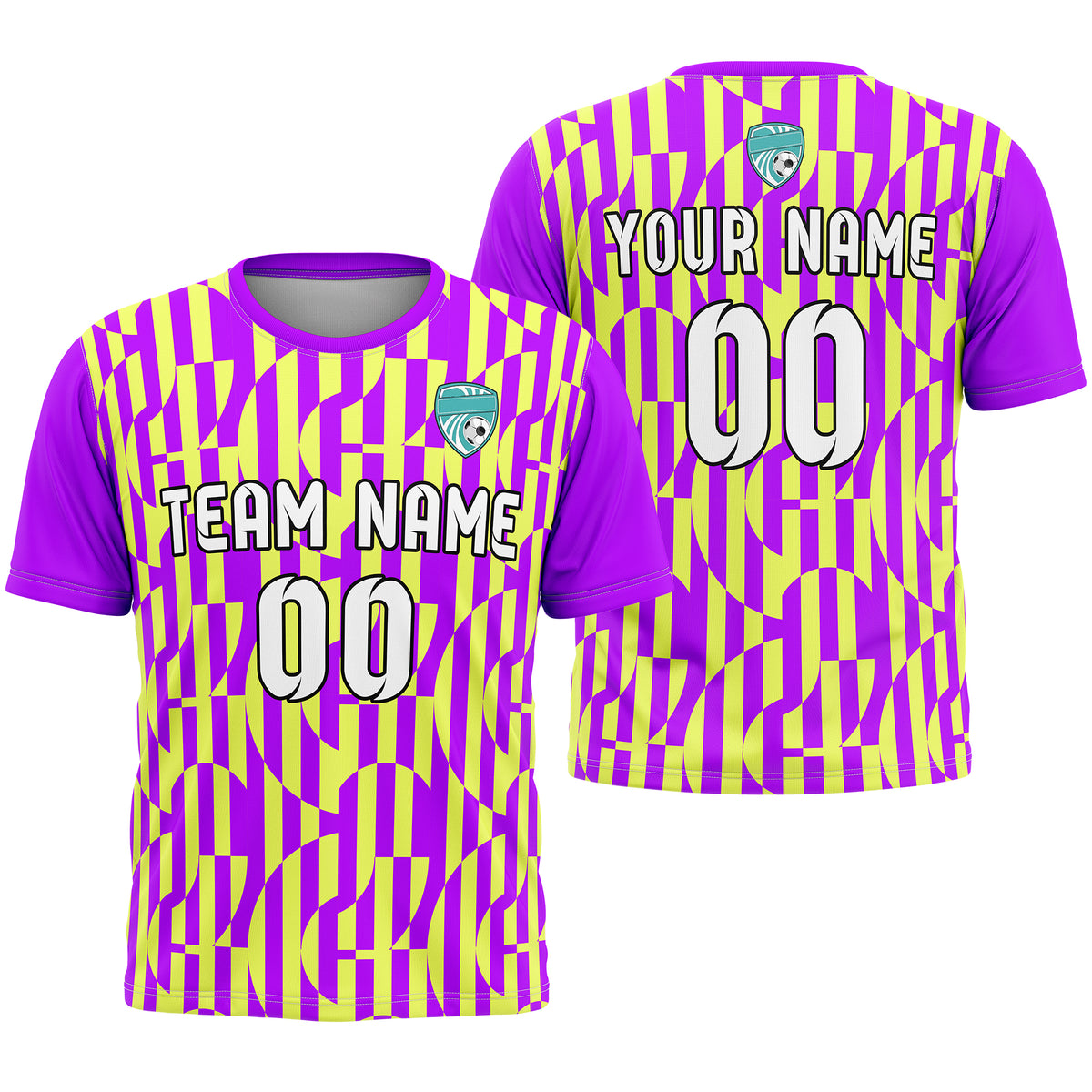 Soccer Jersey - Round Neck - Full Pattern - Design 4 - Purple