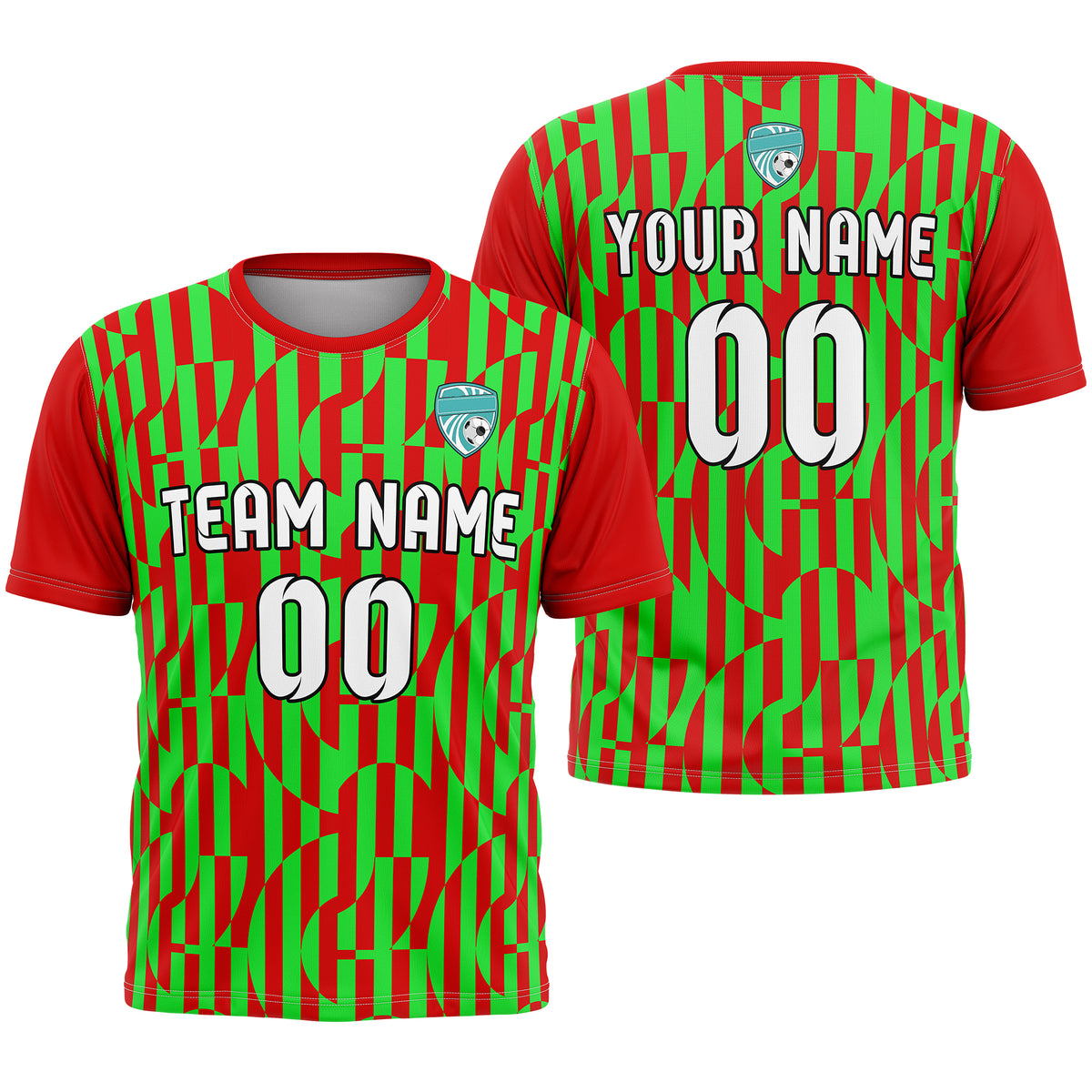 Soccer Jersey - Round Neck - Full Pattern - Design 4 - Red