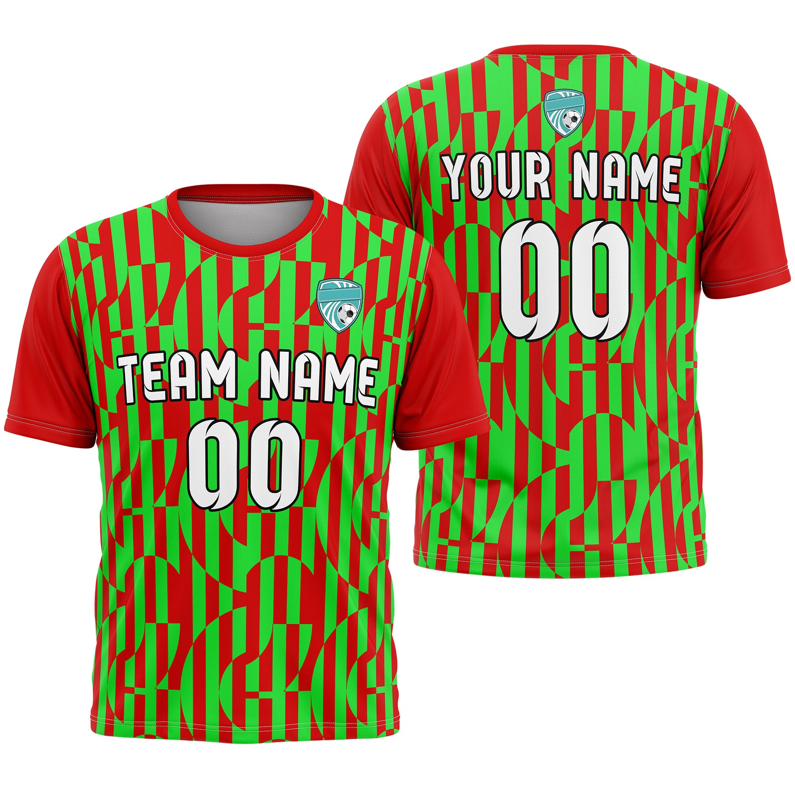 Soccer Jersey - Round Neck - Full Pattern - Design 4 - Red
