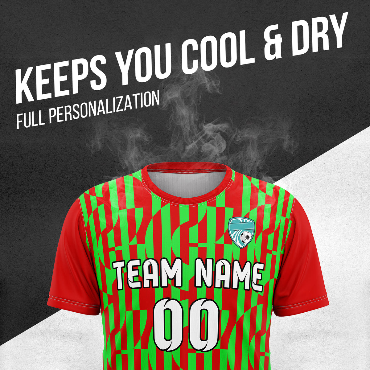 Soccer Jersey - Round Neck - Full Pattern - Design 4 - Red