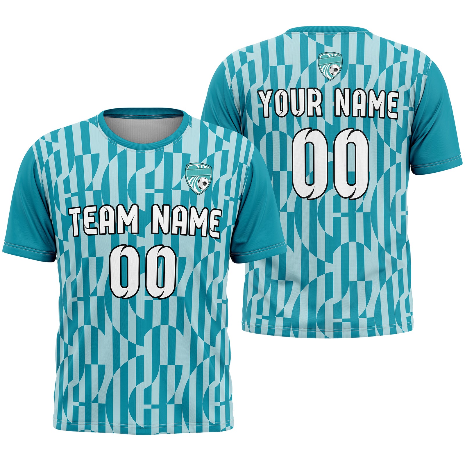 Soccer Jersey - Round Neck - Full Pattern - Design 4 - Teal
