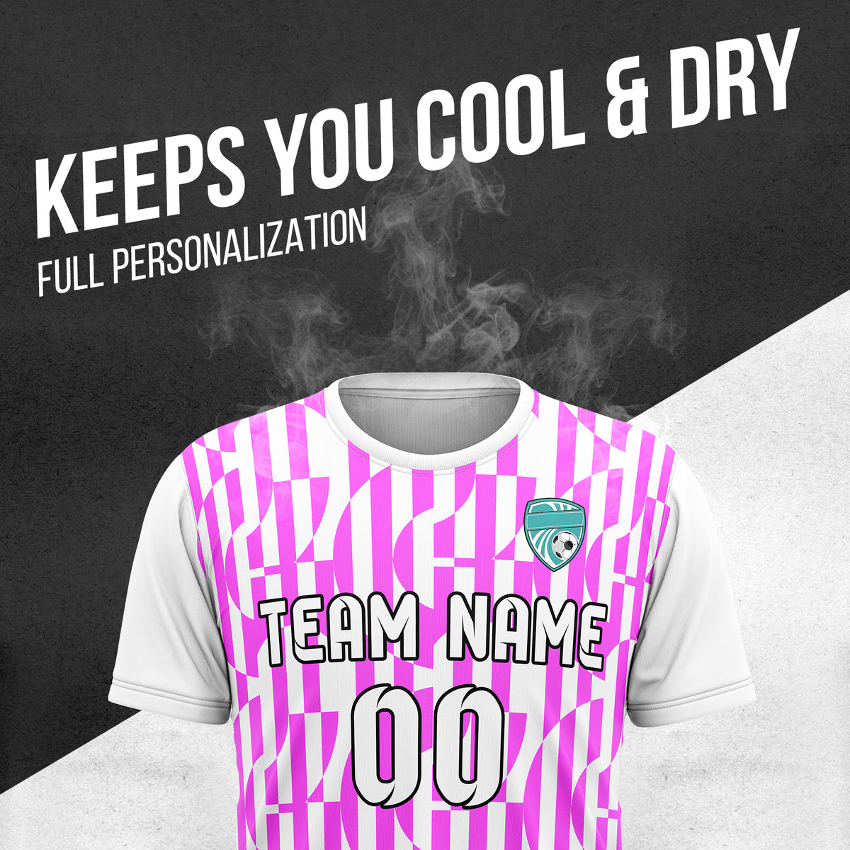 Soccer Jersey - Round Neck - Full Pattern - Design 4 - White