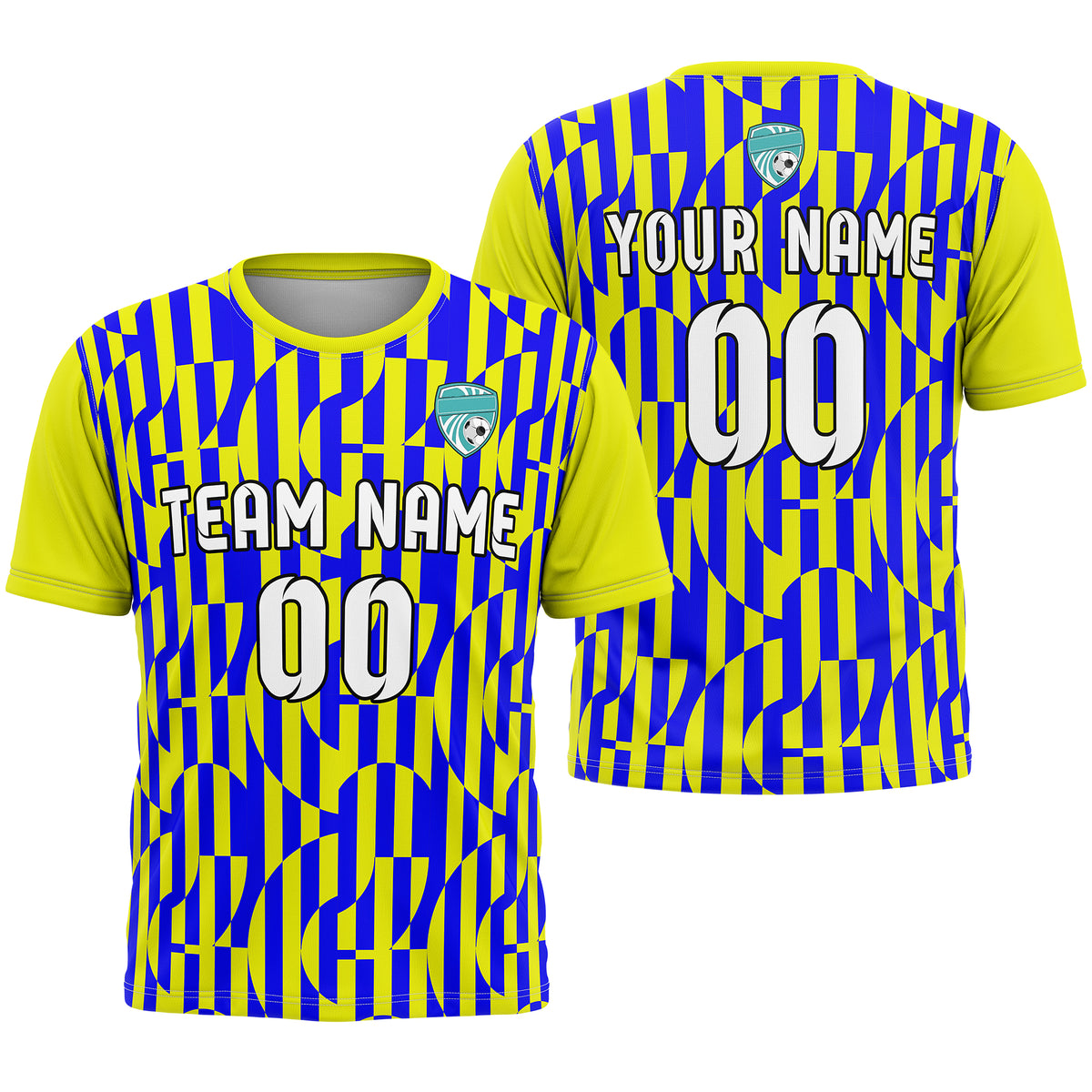 Soccer Jersey - Round Neck - Full Pattern - Design 4 - Yellow