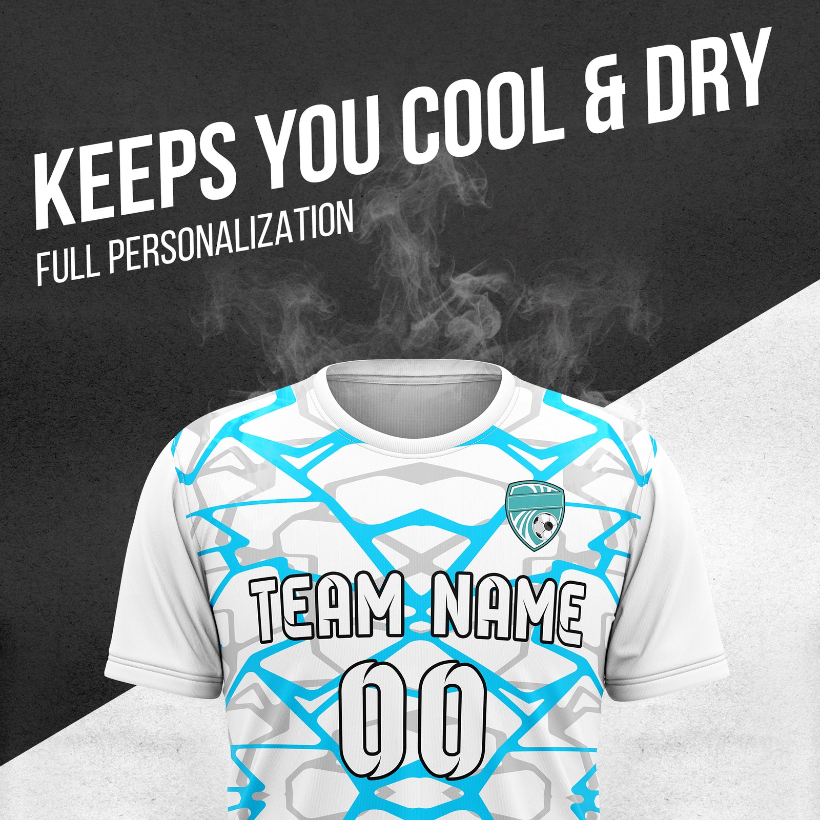 Soccer Jersey - Round Neck - Full Pattern - Design 5 - White