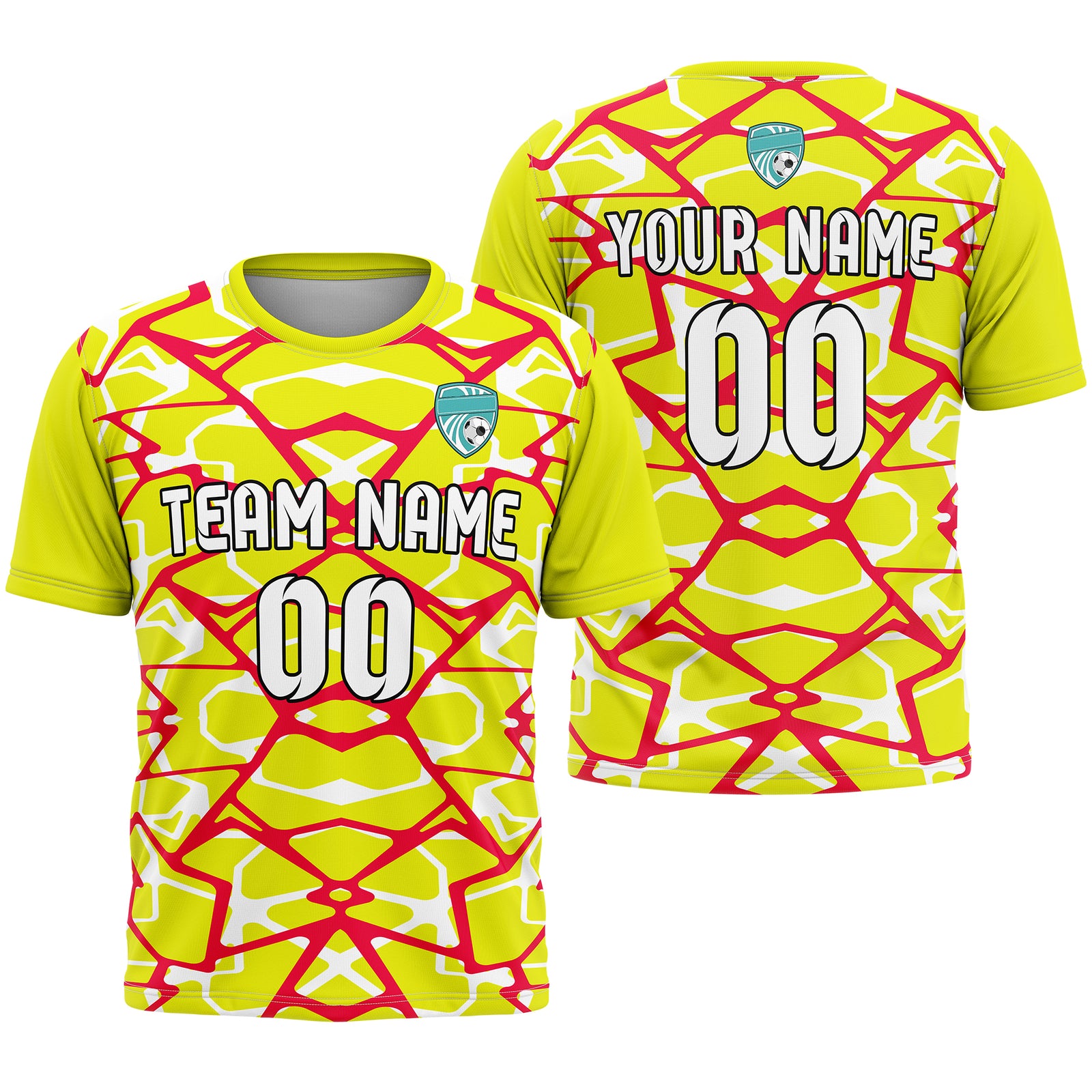 Soccer Jersey - Round Neck - Full Pattern - Design 5 - Yellow