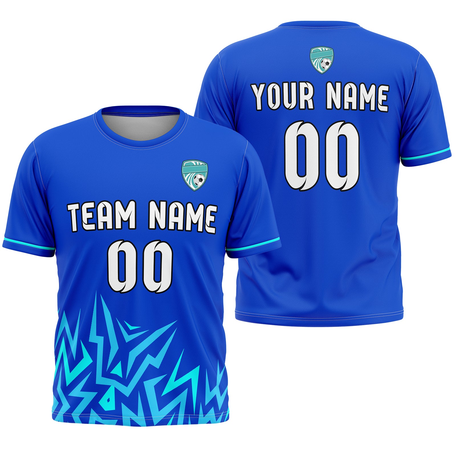 Soccer Jersey - Round Neck - Side Pattern - Design 1 - Blue
