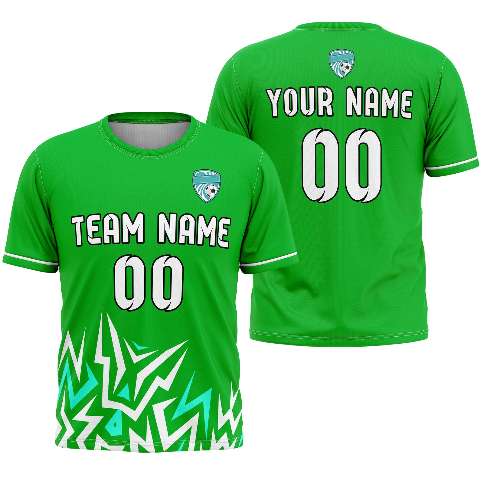 Soccer Jersey - Round Neck - Side Pattern - Design 1 - Green