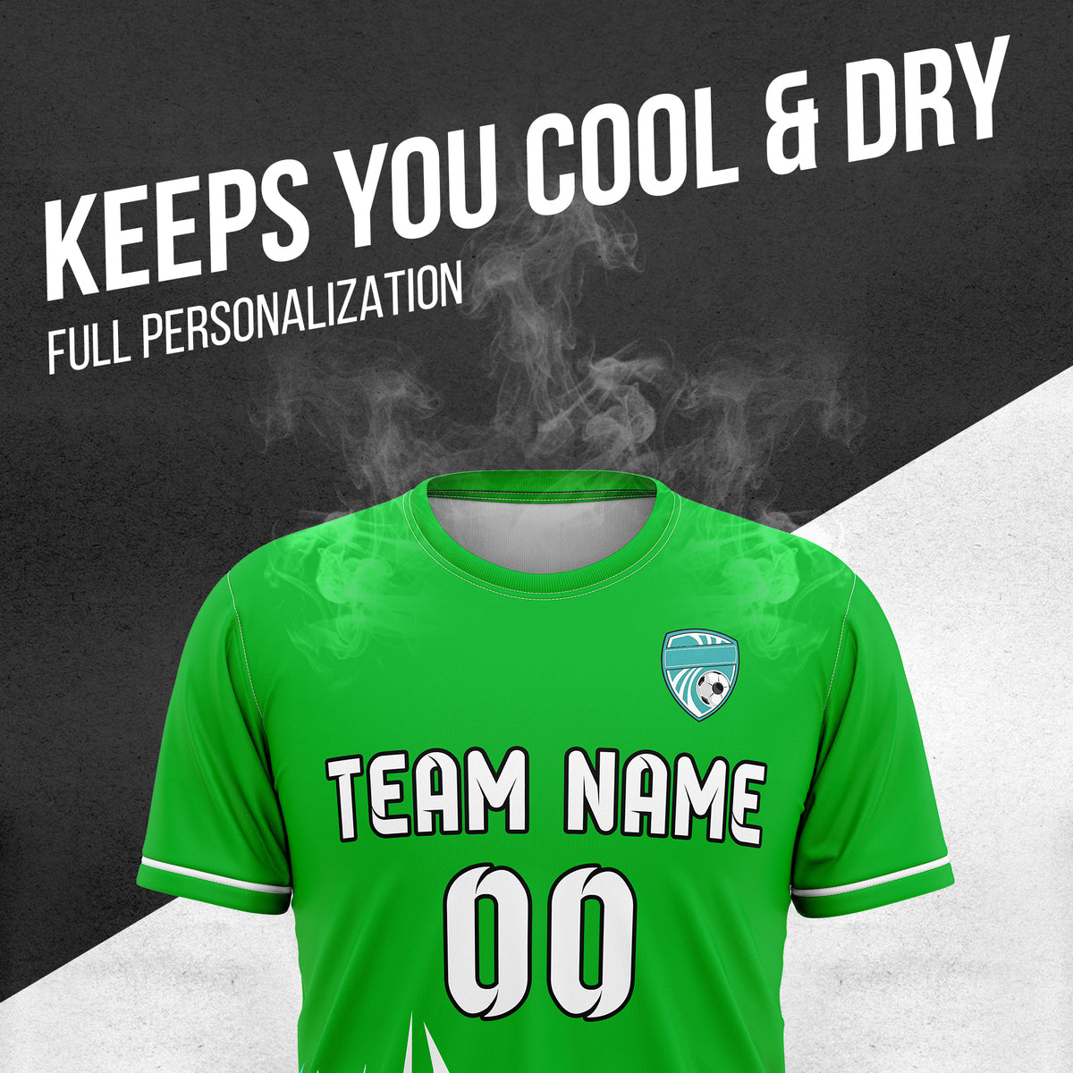 Soccer Jersey - Round Neck - Side Pattern - Design 1 - Green