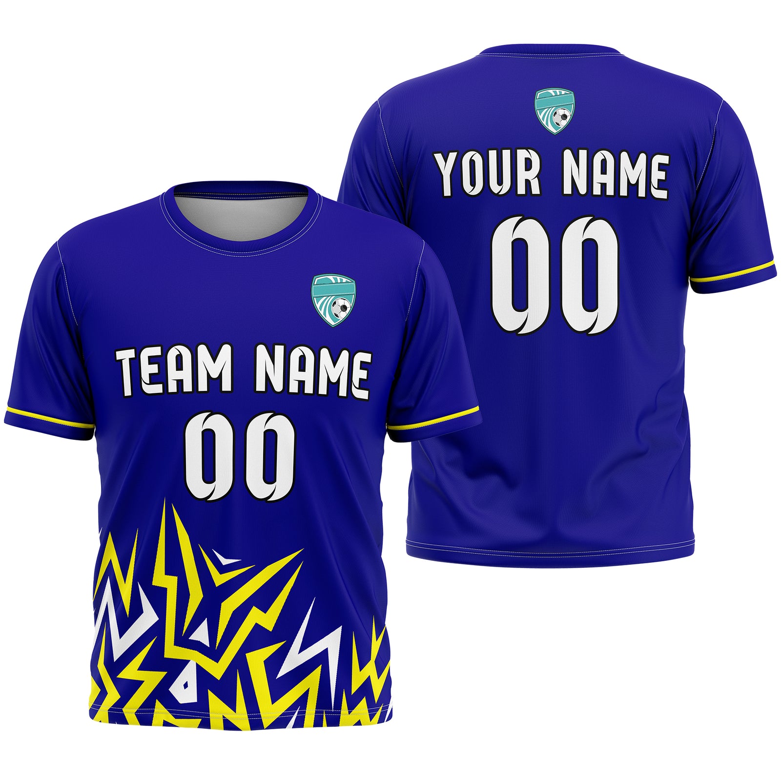 Soccer Jersey - Round Neck - Side Pattern - Design 1 - Navy