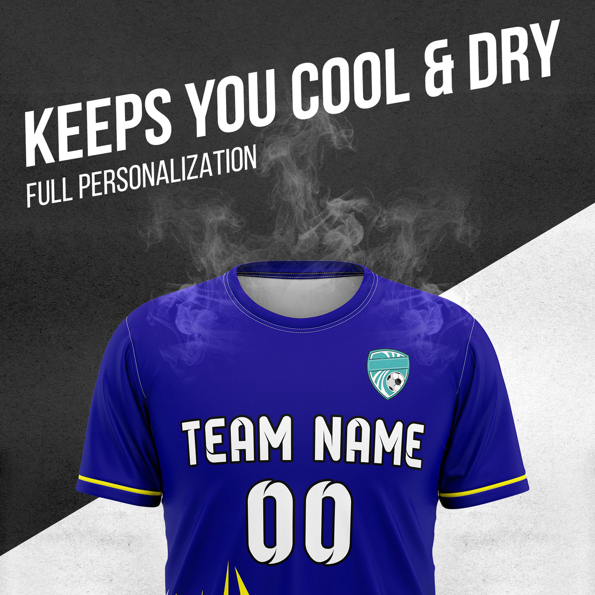 Soccer Jersey - Round Neck - Side Pattern - Design 1 - Navy