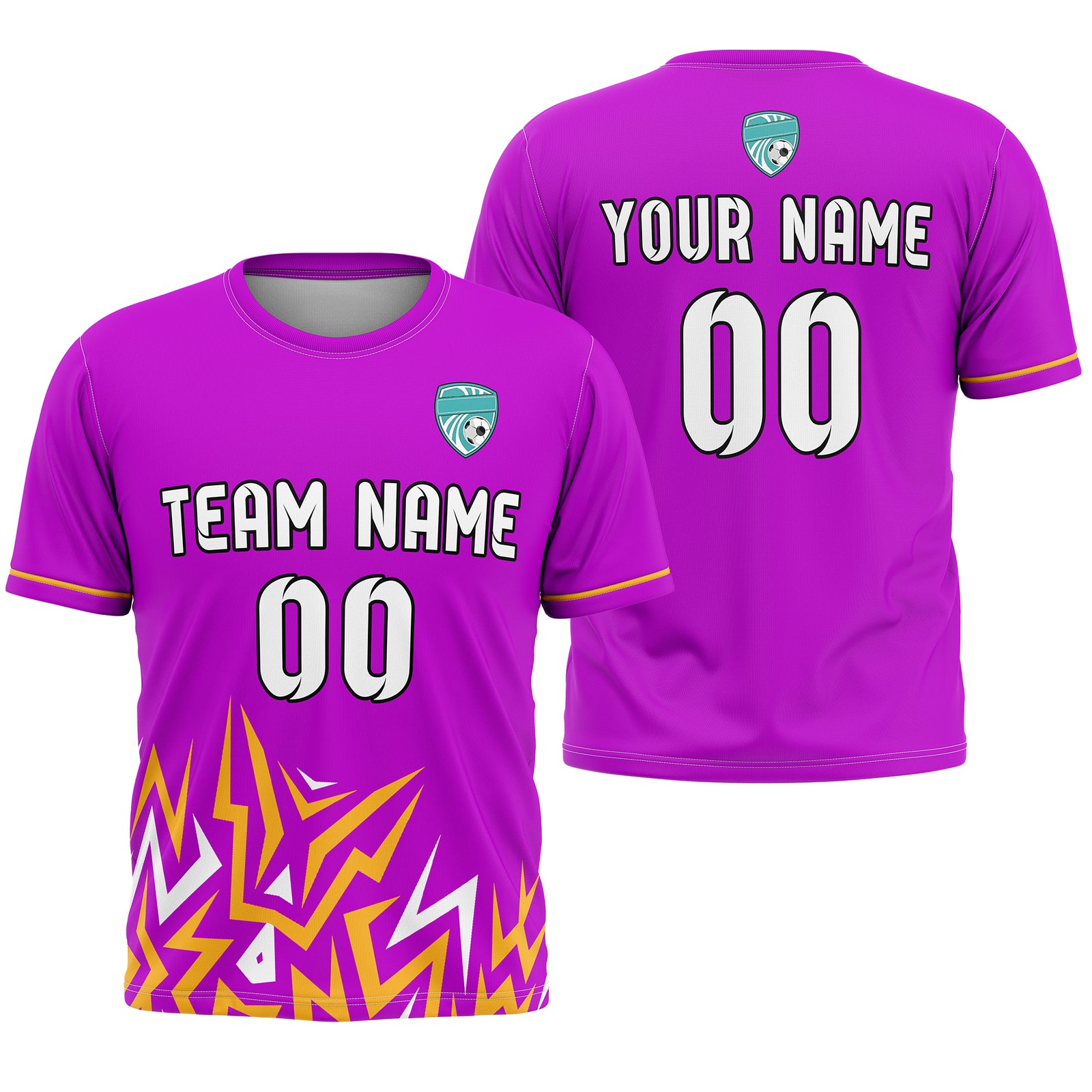 Soccer Jersey - Round Neck - Side Pattern - Design 1 - Purple