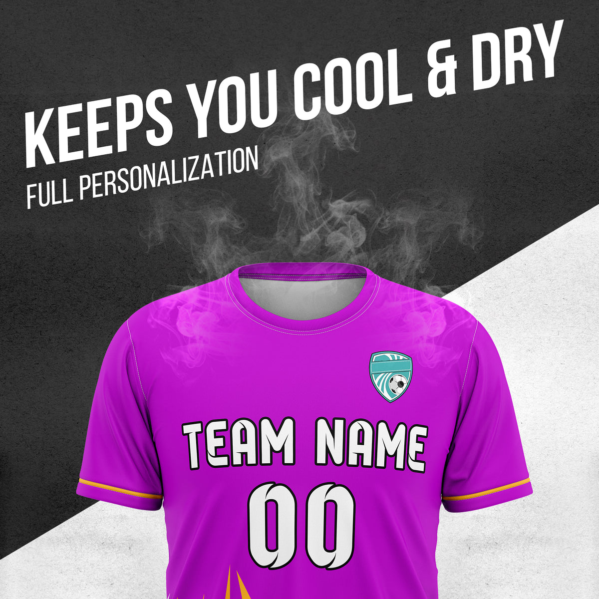 Soccer Jersey - Round Neck - Side Pattern - Design 1 - Purple